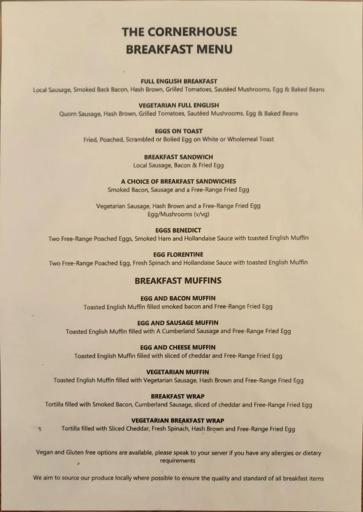 Breakfast in The Cornerhouse