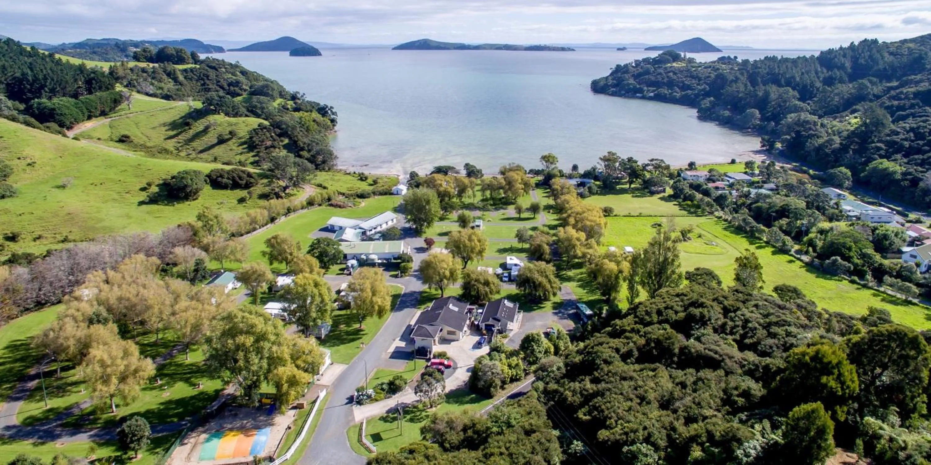 Bird's eye view in Coromandel Shelly Beach TOP 10 Holiday Park