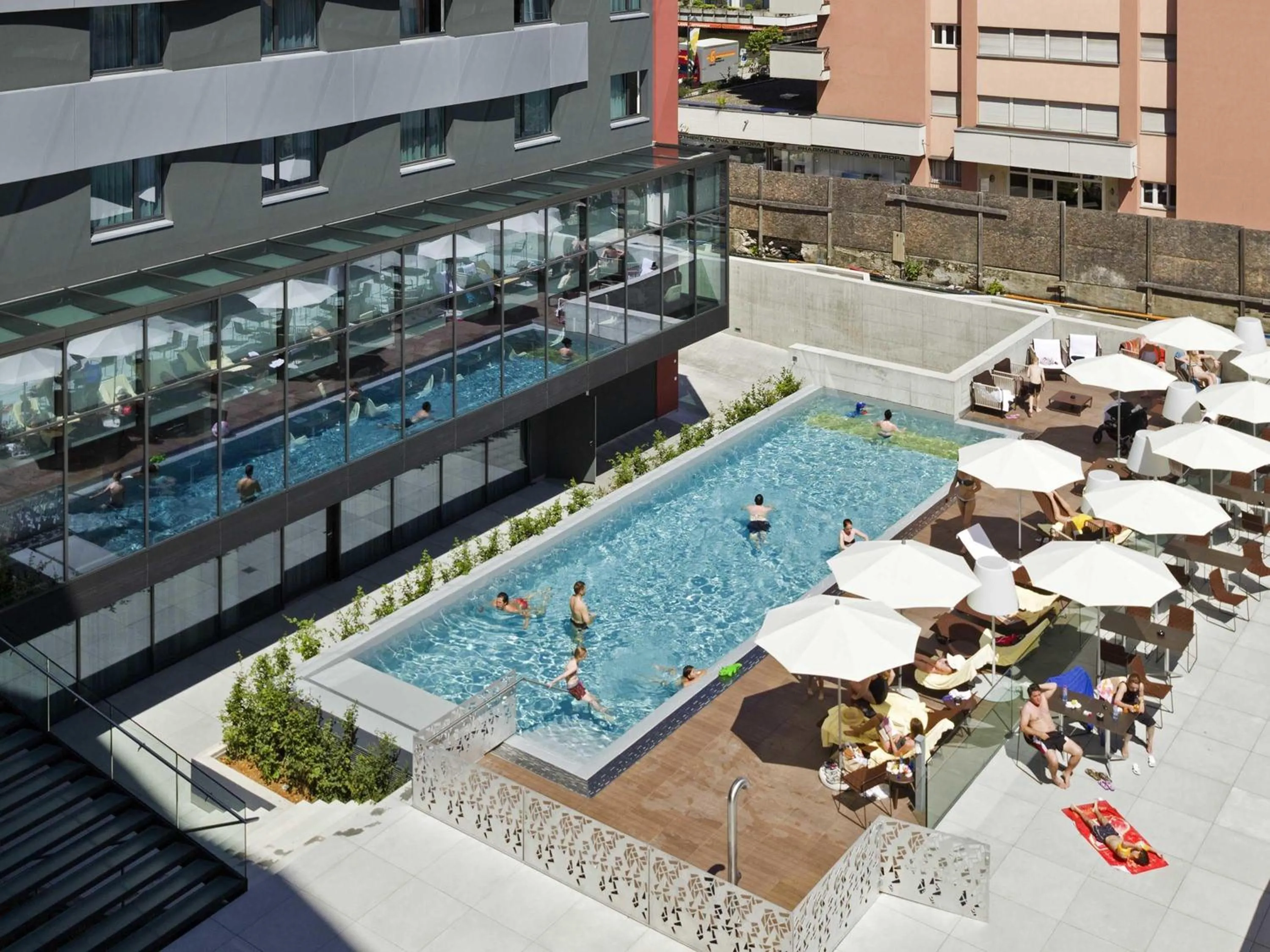 Pool view in Novotel Lugano Paradiso