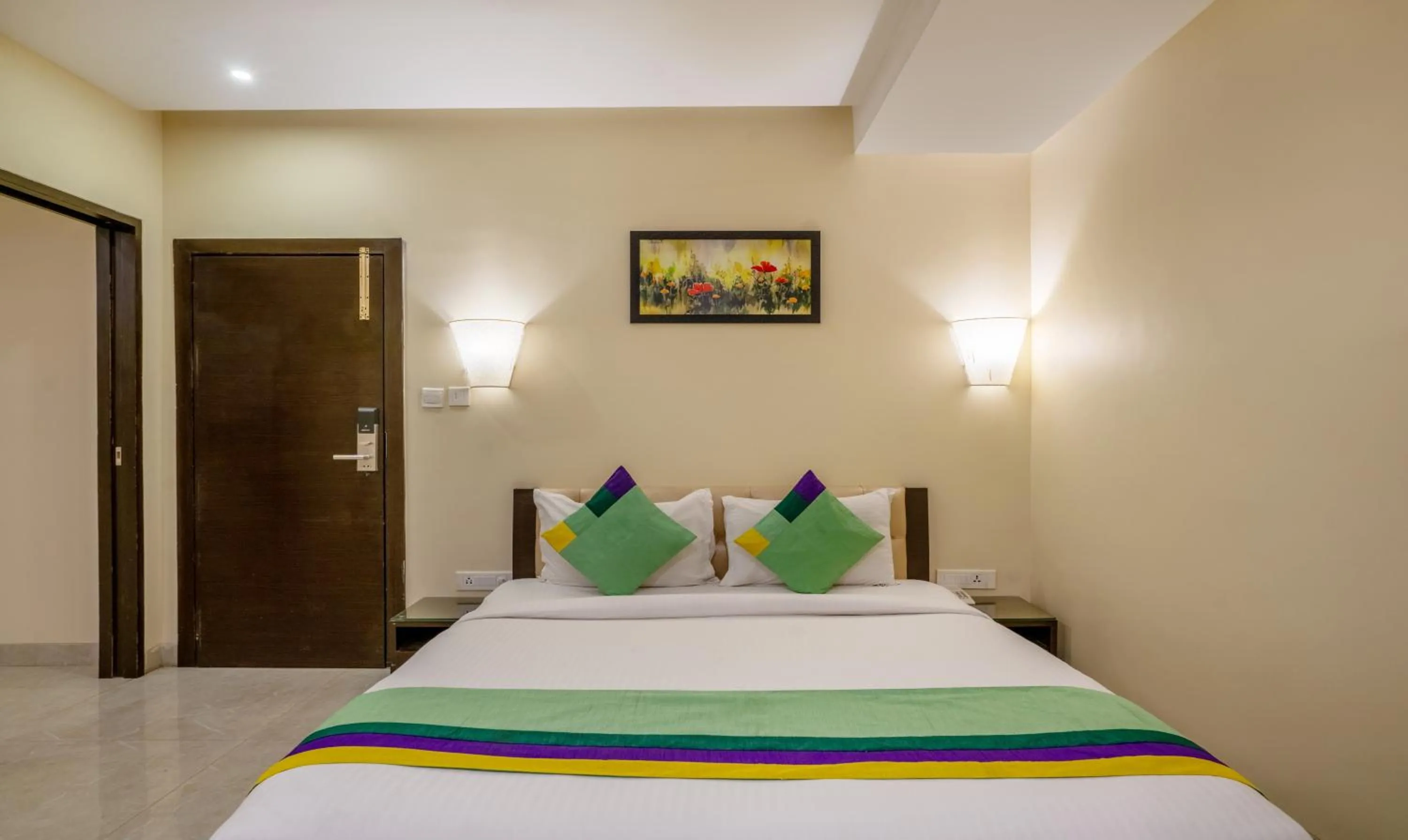 Bedroom, Bed in Treebo Acsys, Gachibowli