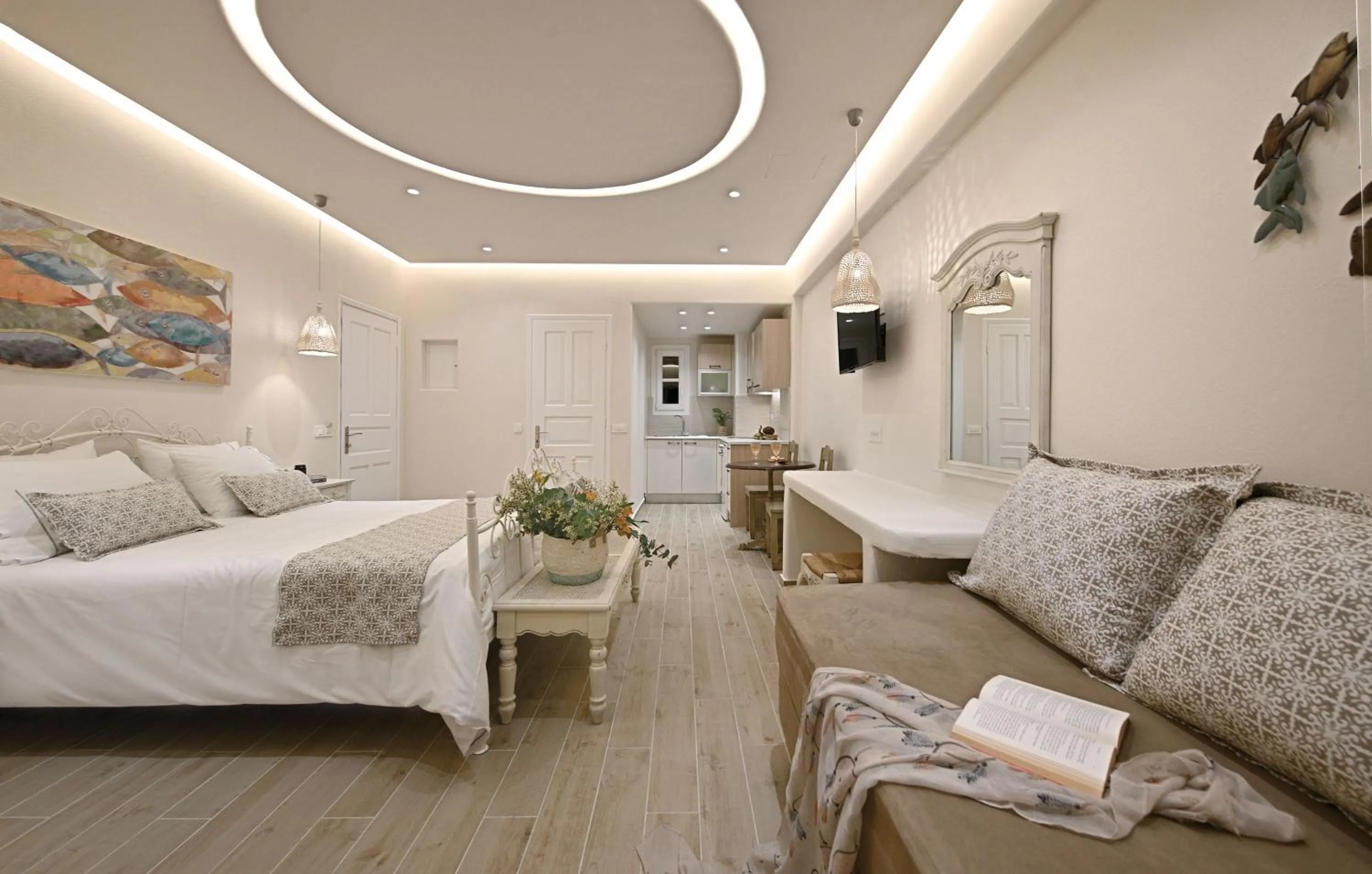 Bed in Erato Hotel Mykonos