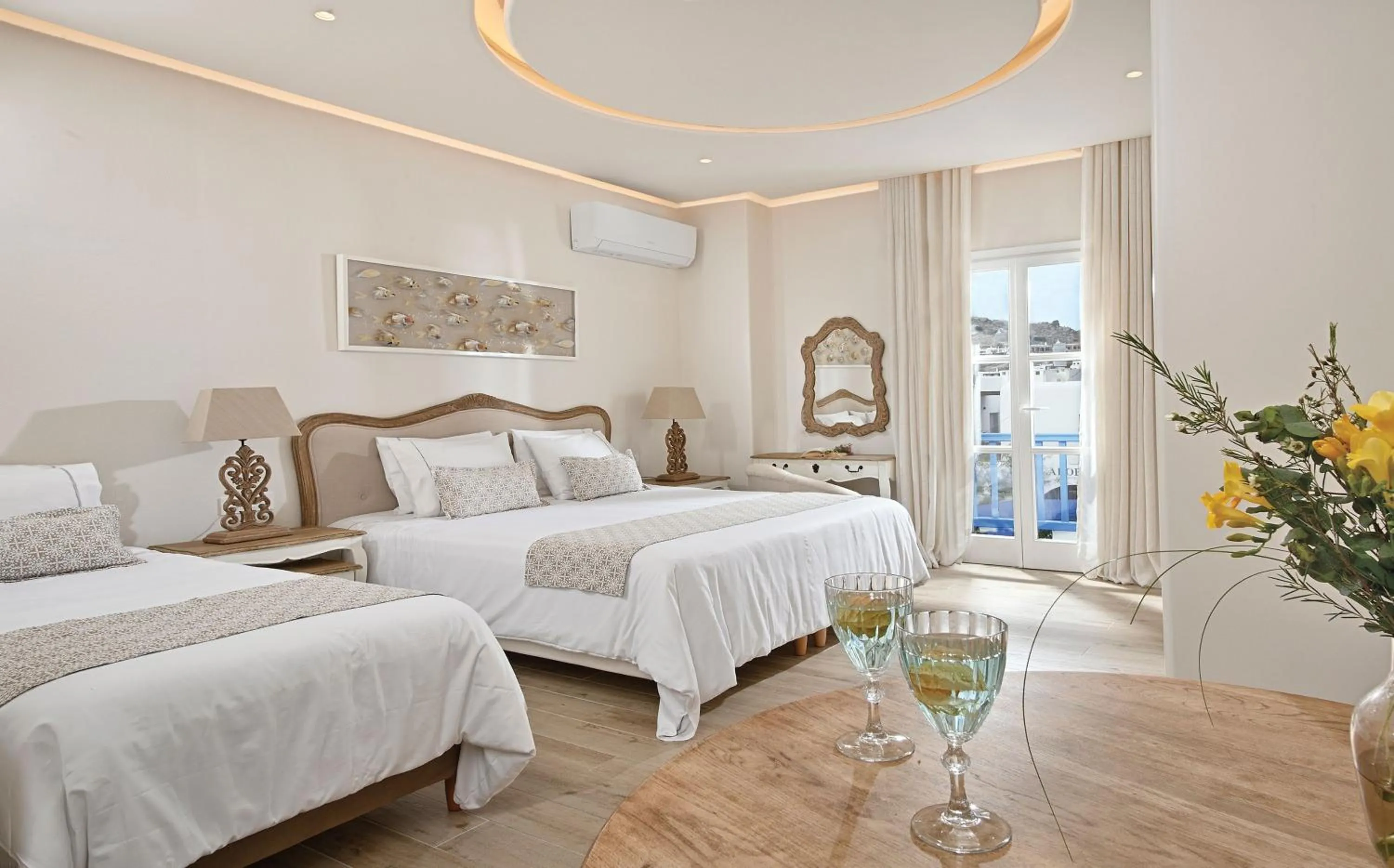 Bed in Erato Hotel Mykonos