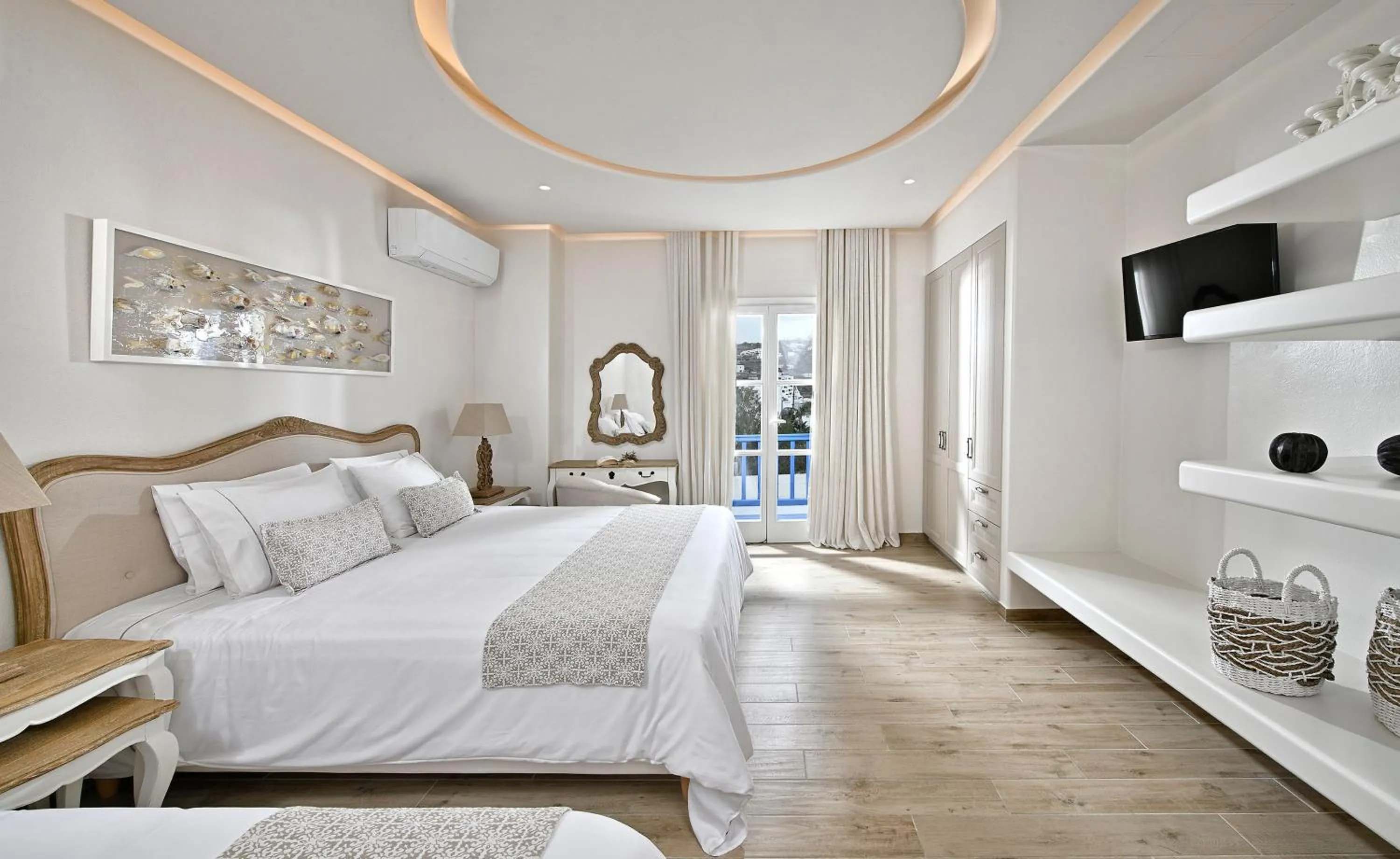 Bed in Erato Hotel Mykonos