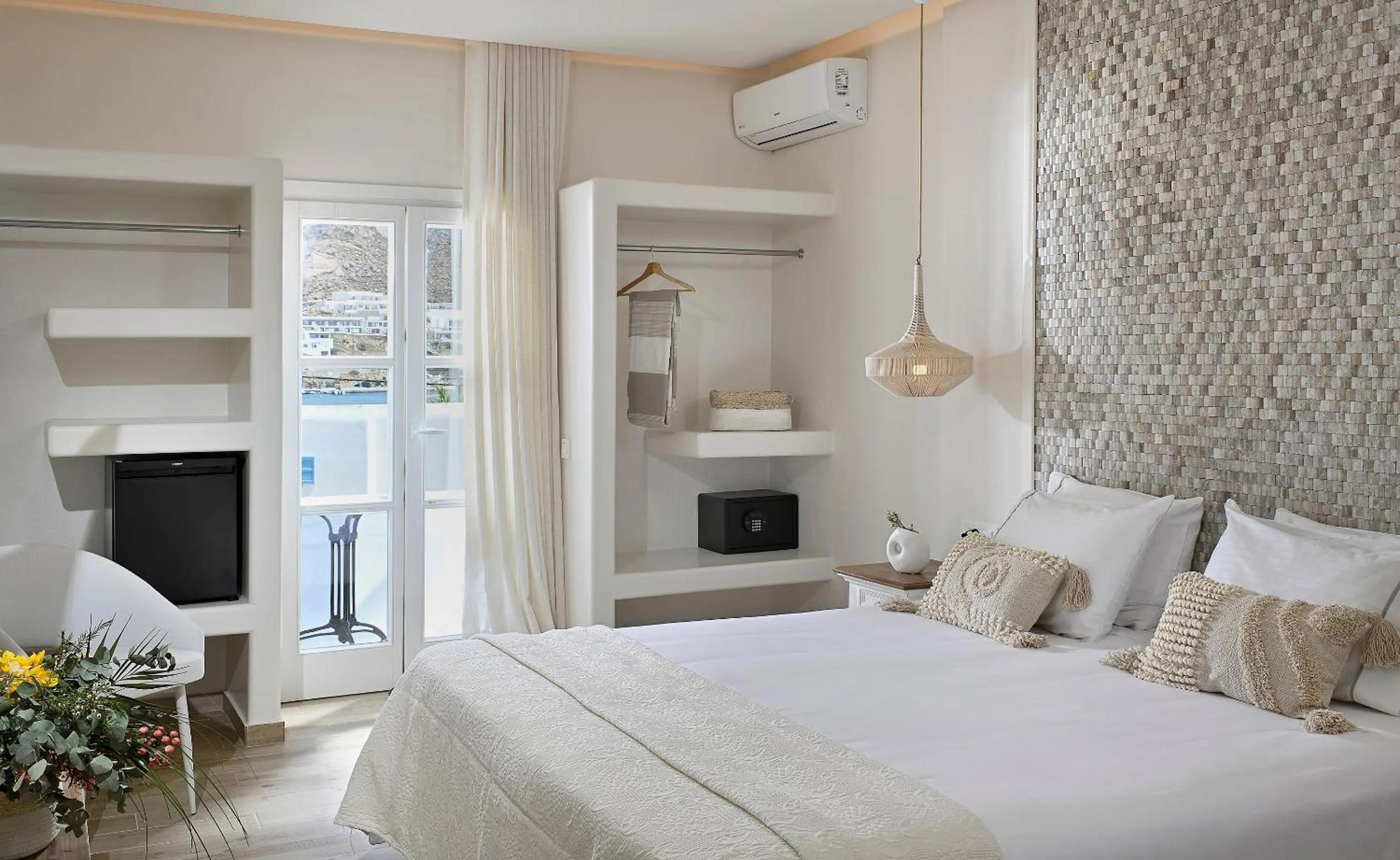 Bed in Erato Hotel Mykonos
