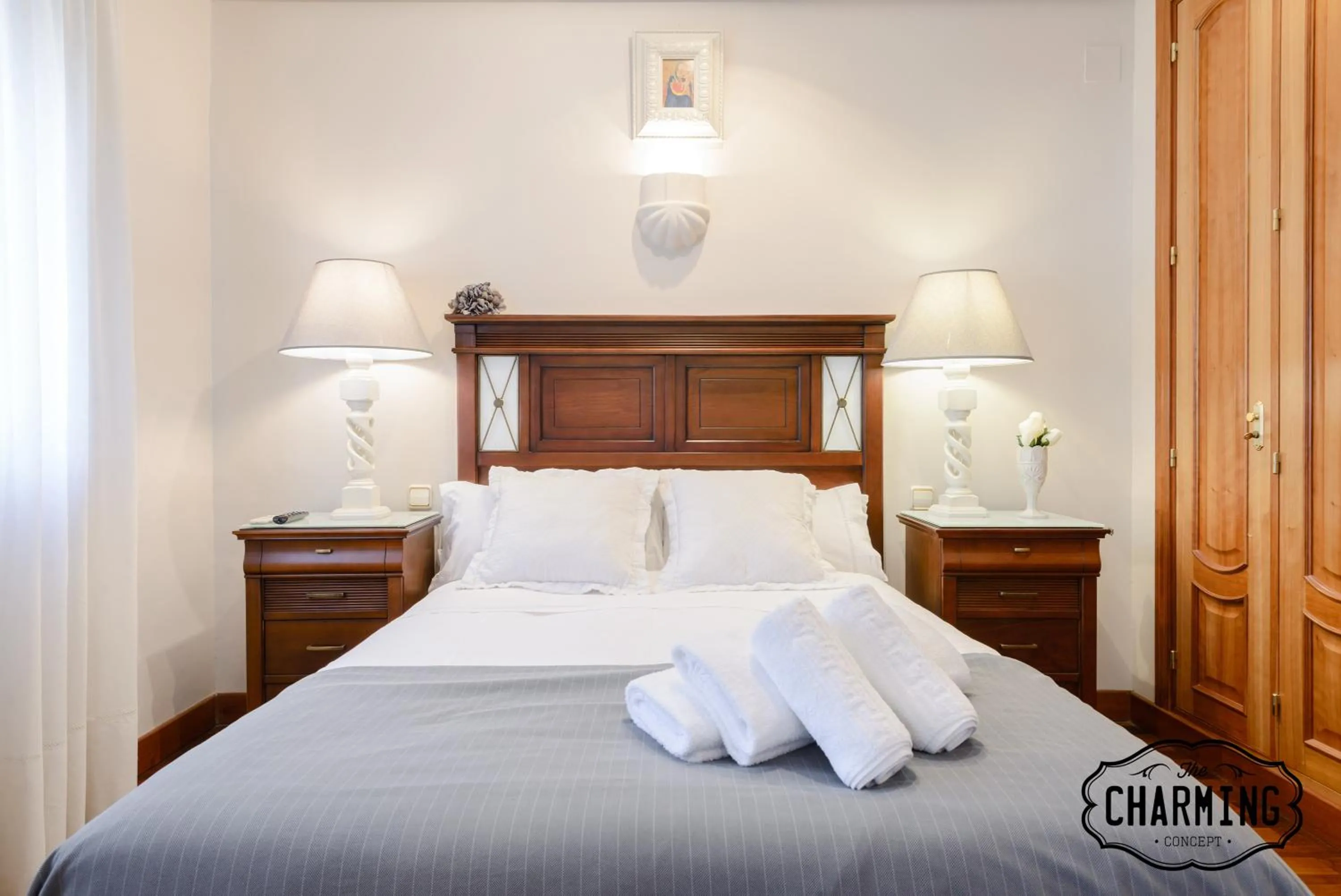 Bedroom, Bed in Argüelles - Apartamento acogedor para 4, AC