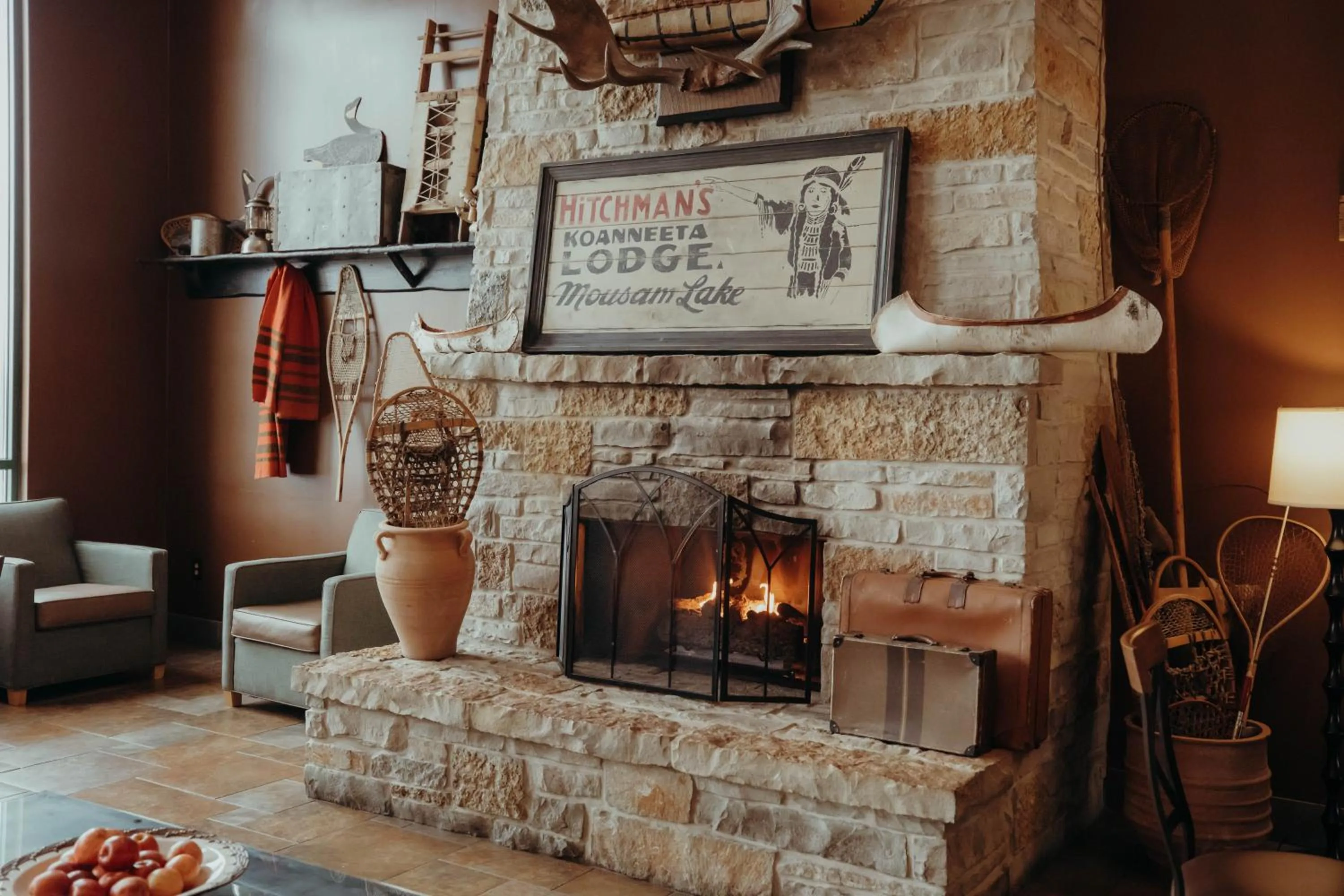 fireplace in Wildwood Lodge