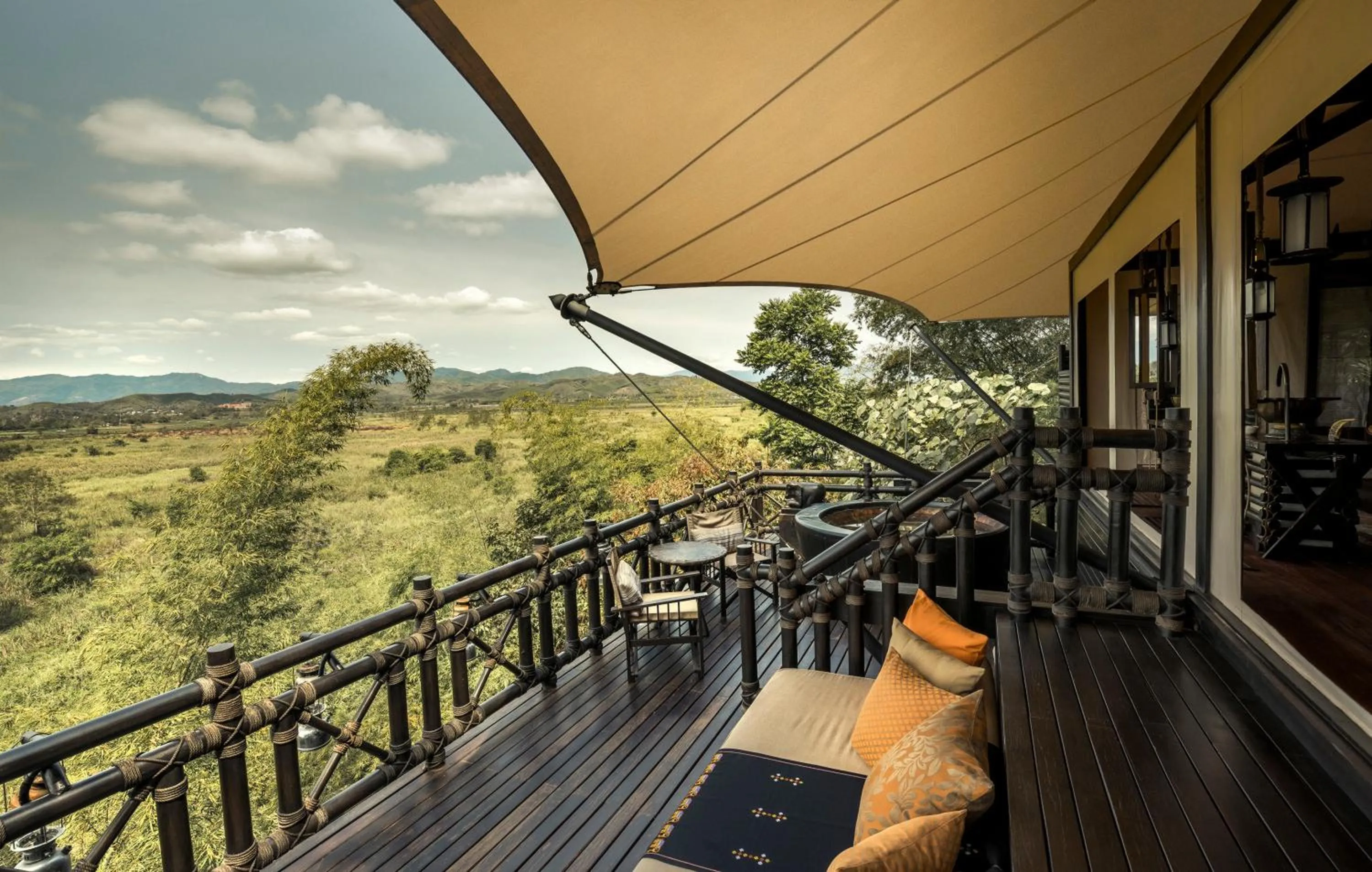 Balcony/Terrace in Four Seasons Tented Camp Golden Triangle