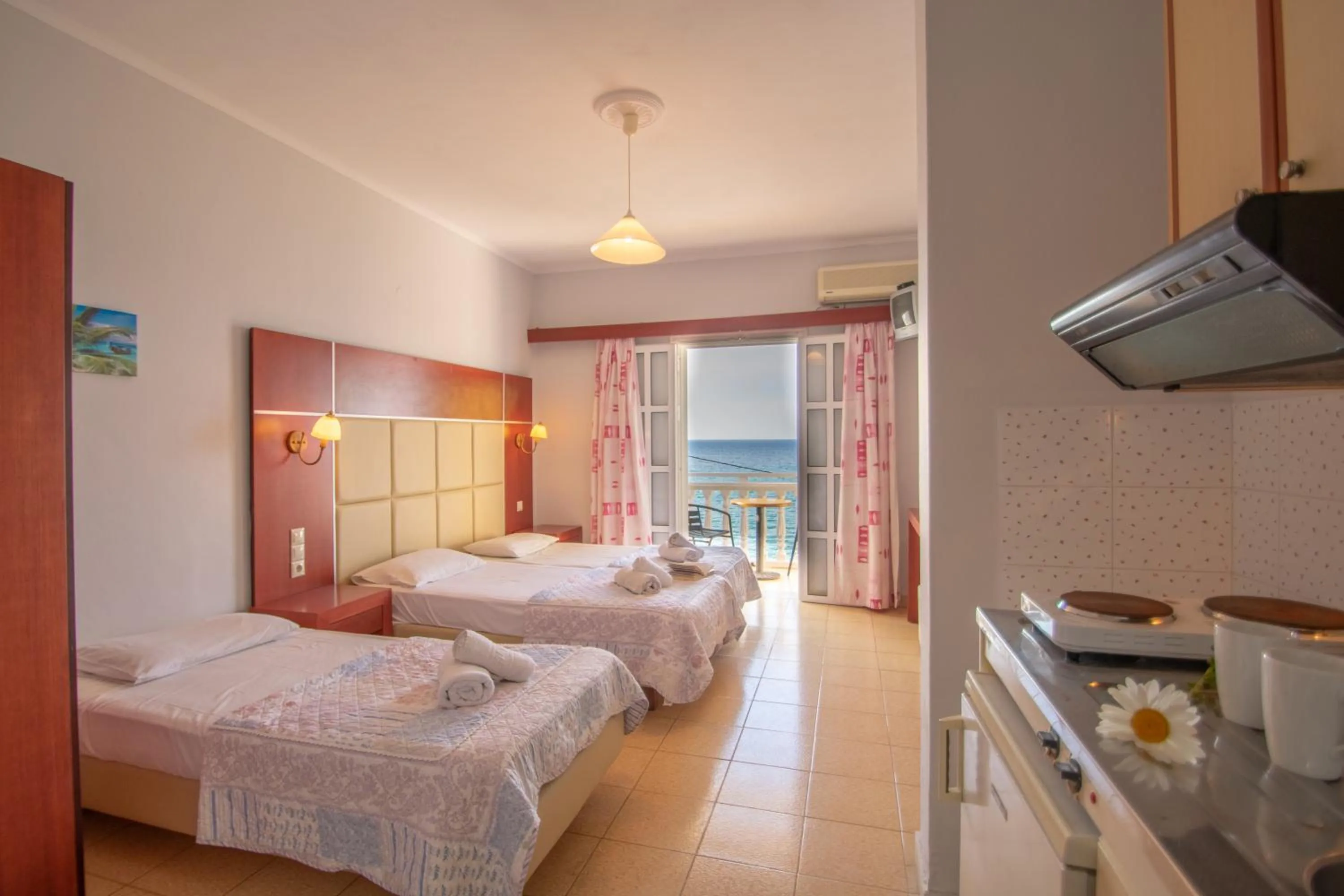 Bed in Agoulos Beach Hotel
