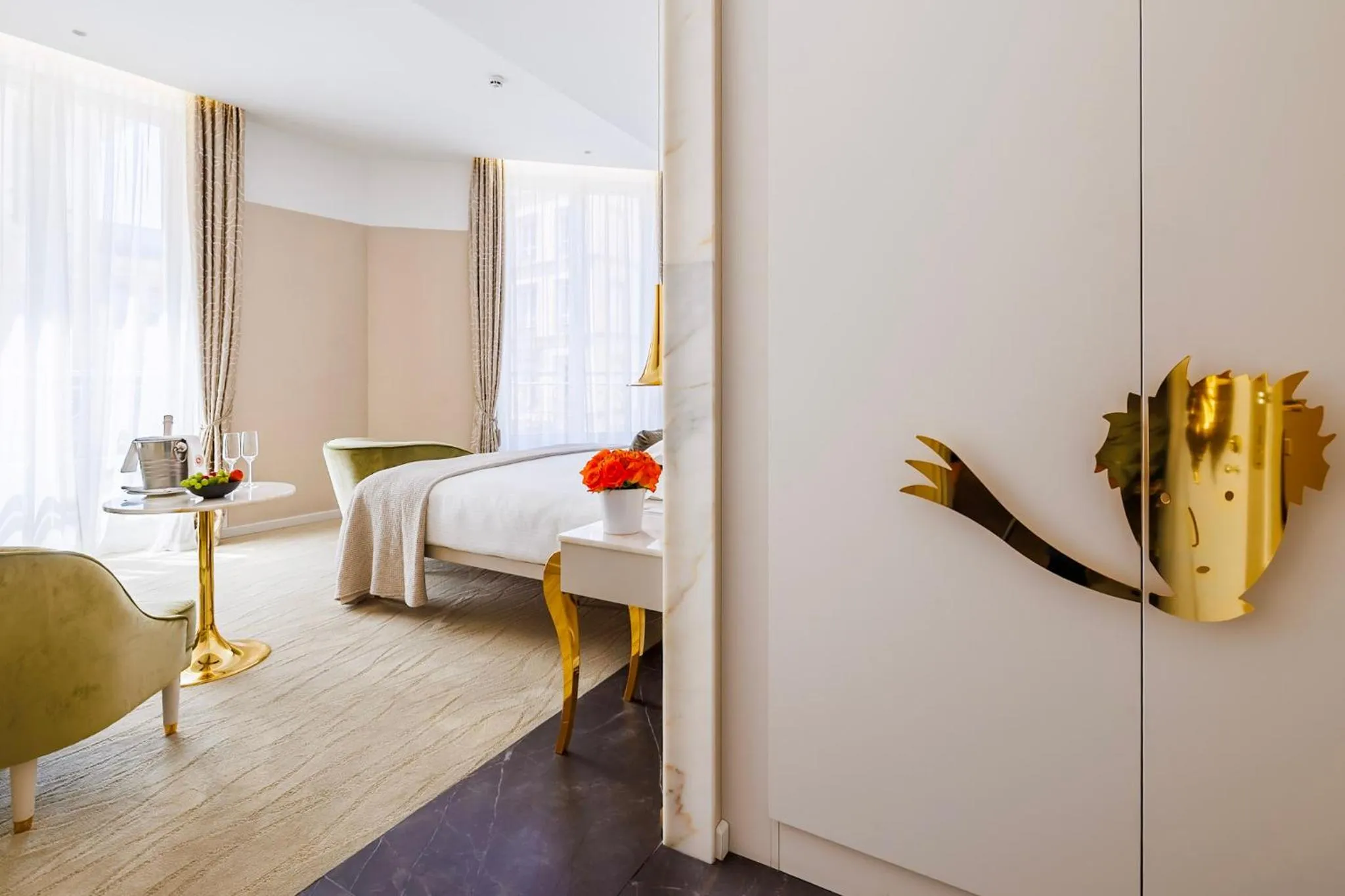 Decorative detail, Bed in Boscolo Lyon Hotel & Spa