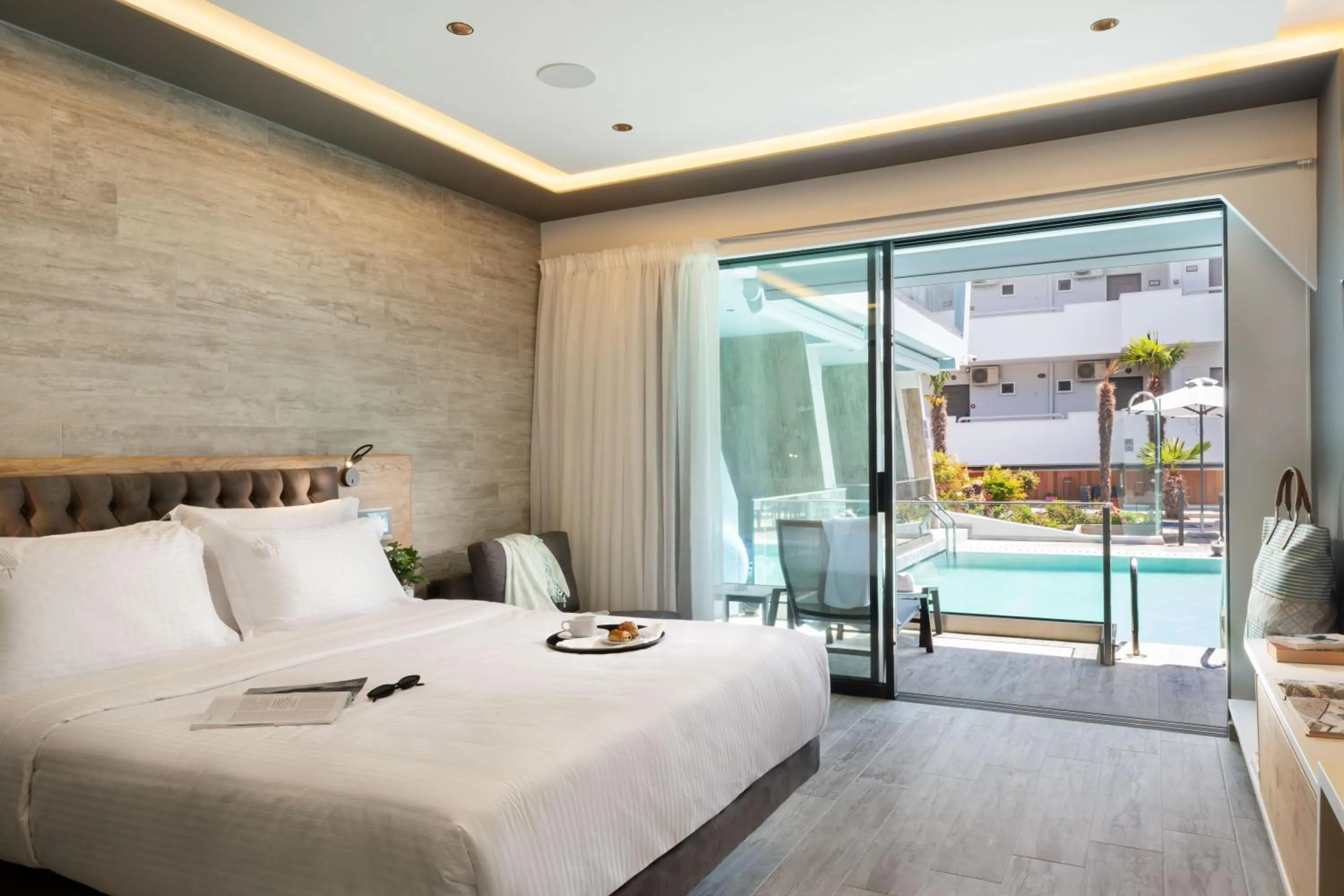 Pool view, Bed in Akti Toroni Boutique Hotel