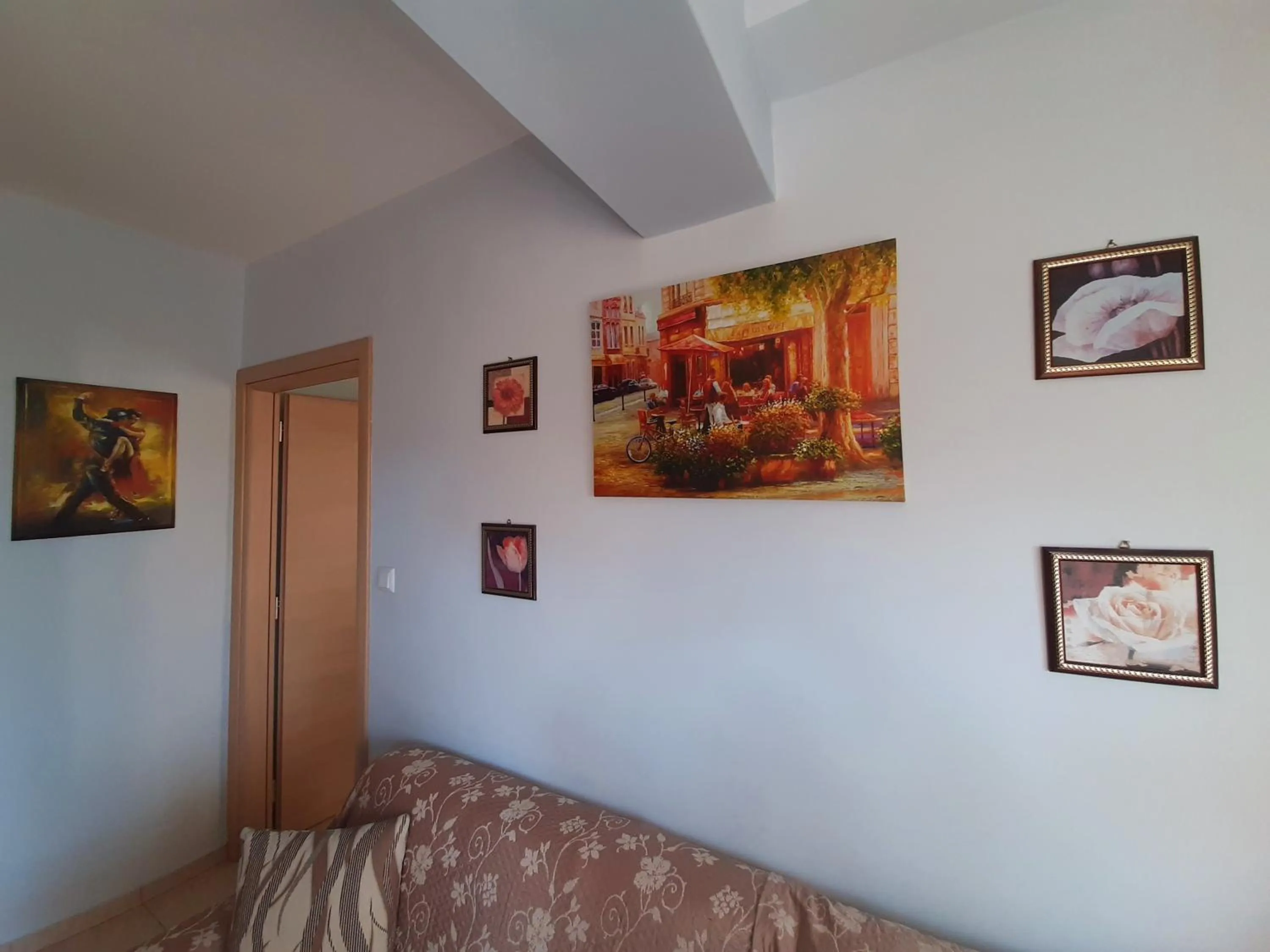 Living room, Bed in Apartment with Balcony and Parking