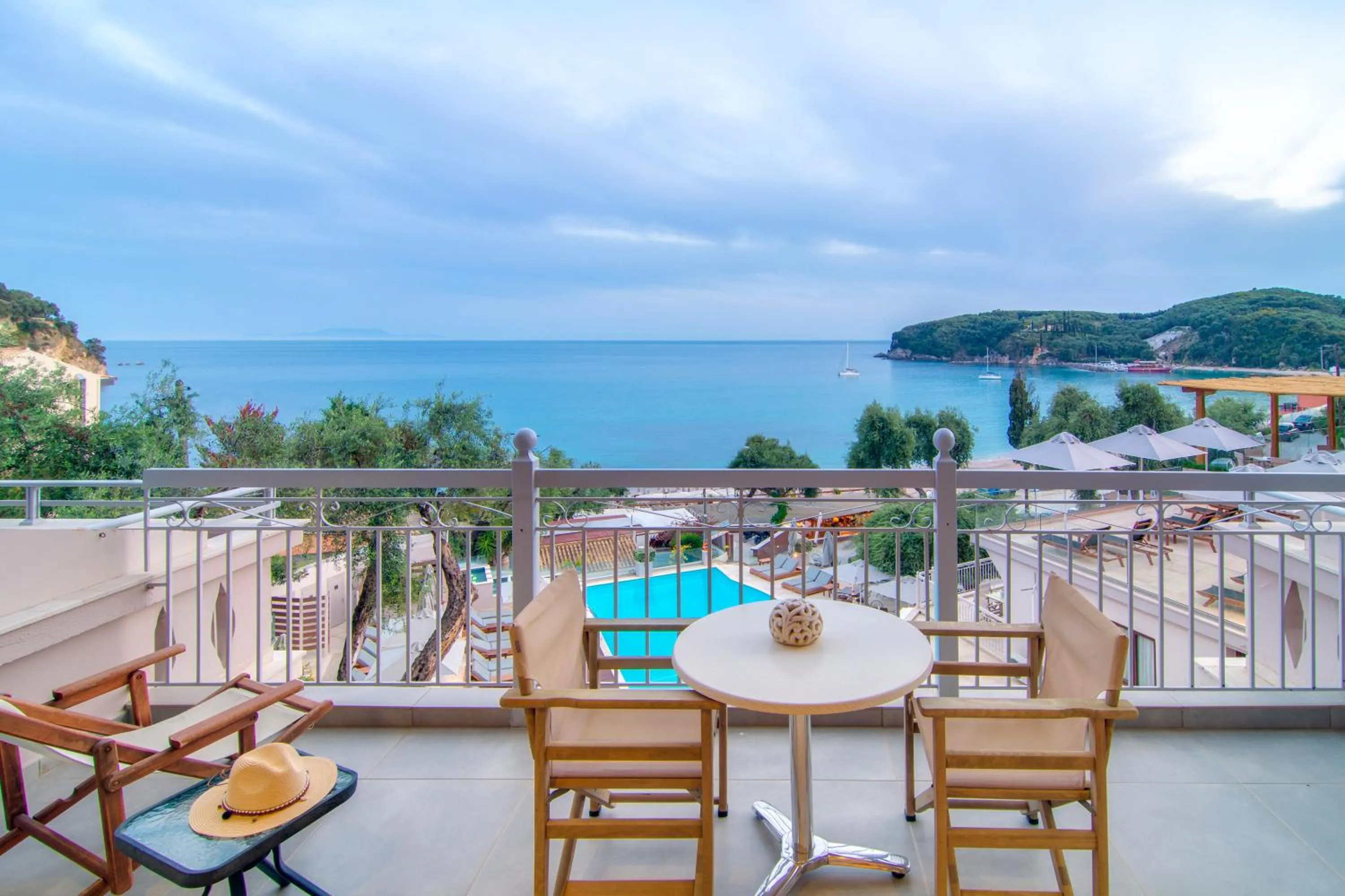 Pool view in Valtos Beach Hotel