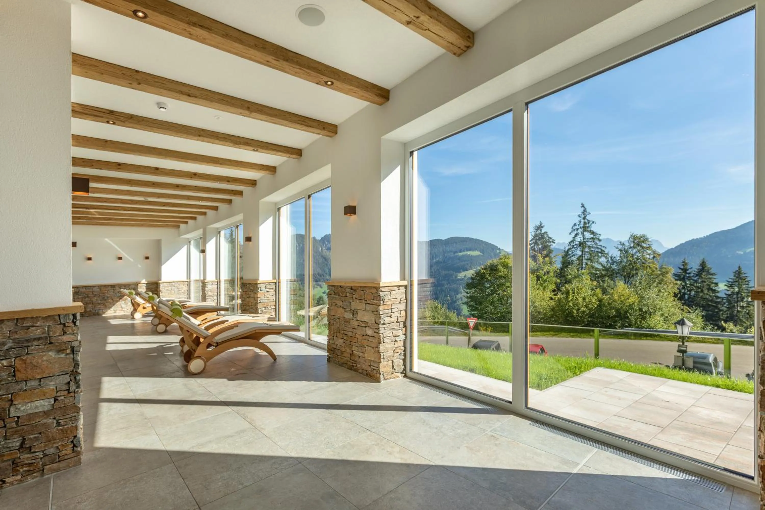 Pool view in Gasthof Almhof