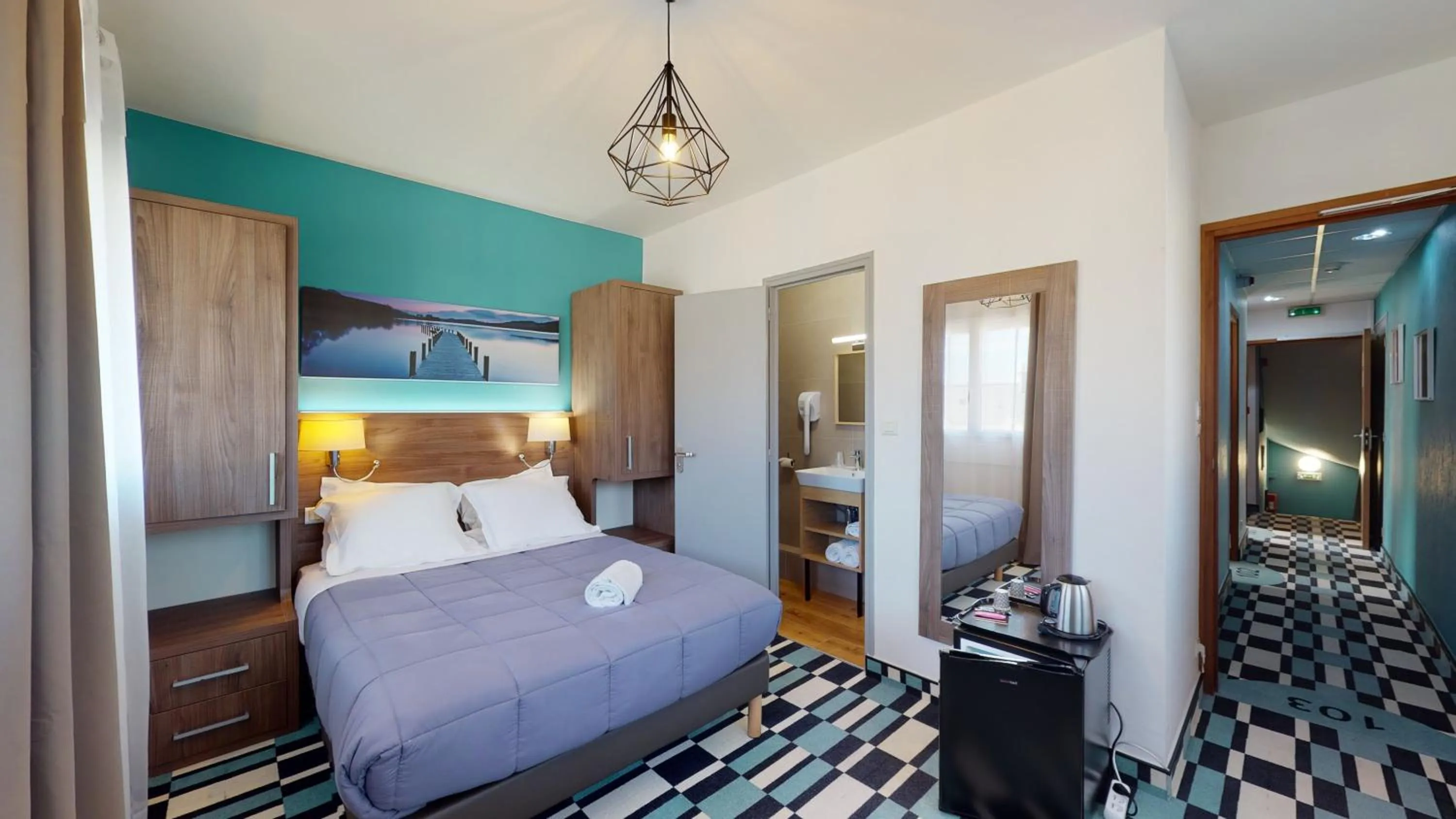 Bedroom, Bed in Hôtel Les Pieux En Cotentin