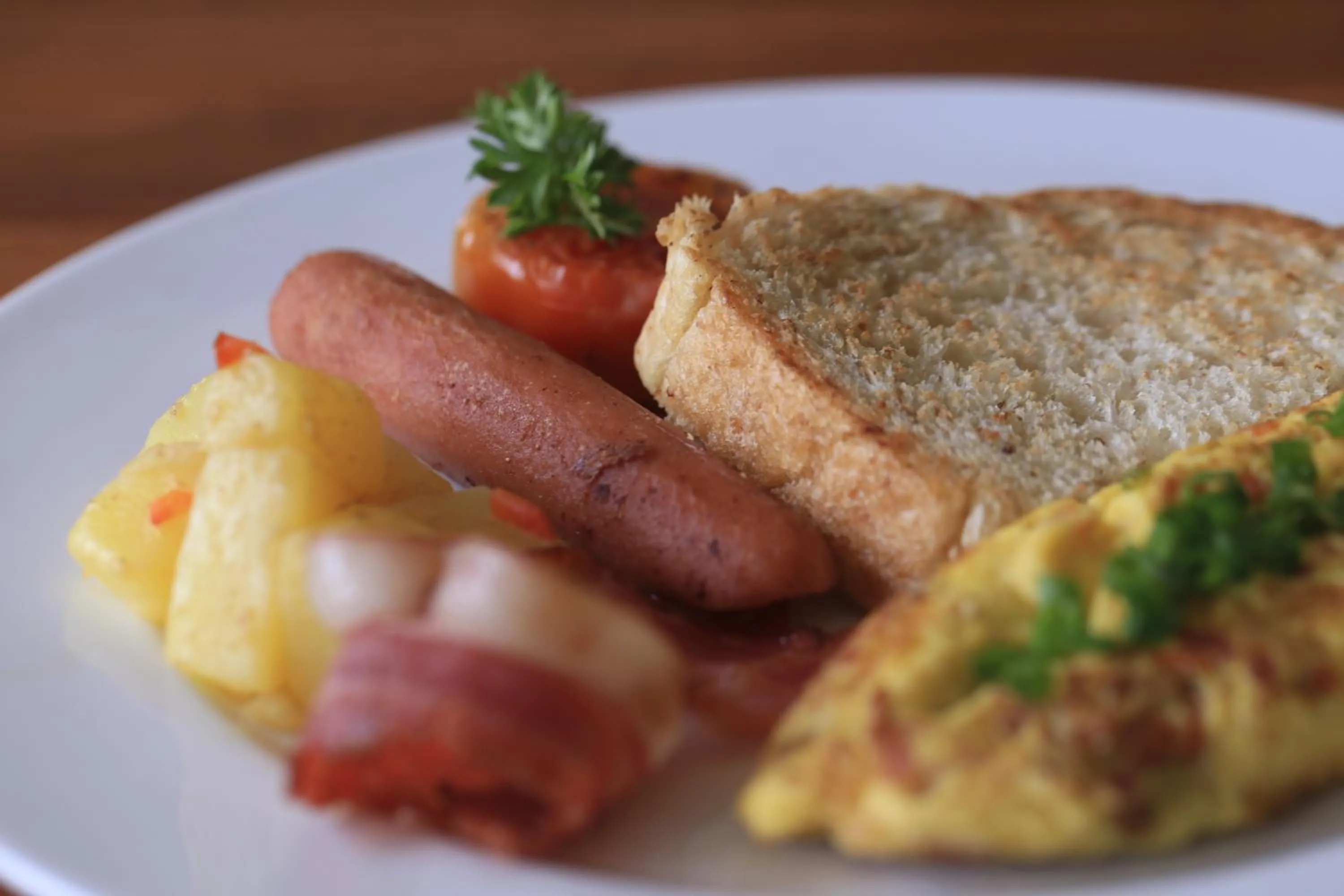 American breakfast in Sagitarius Inn