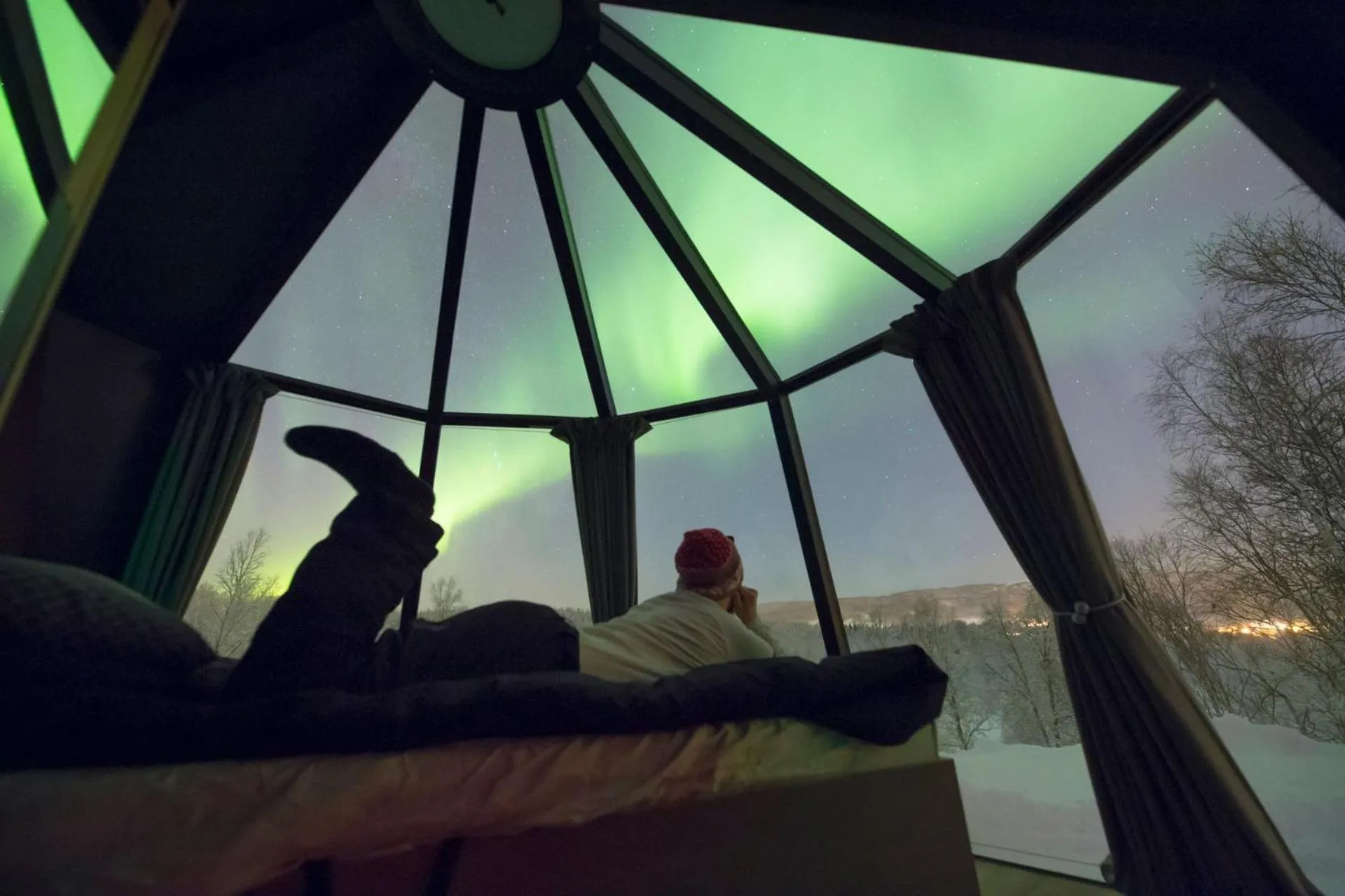 People in Aurora Borealis Observatory