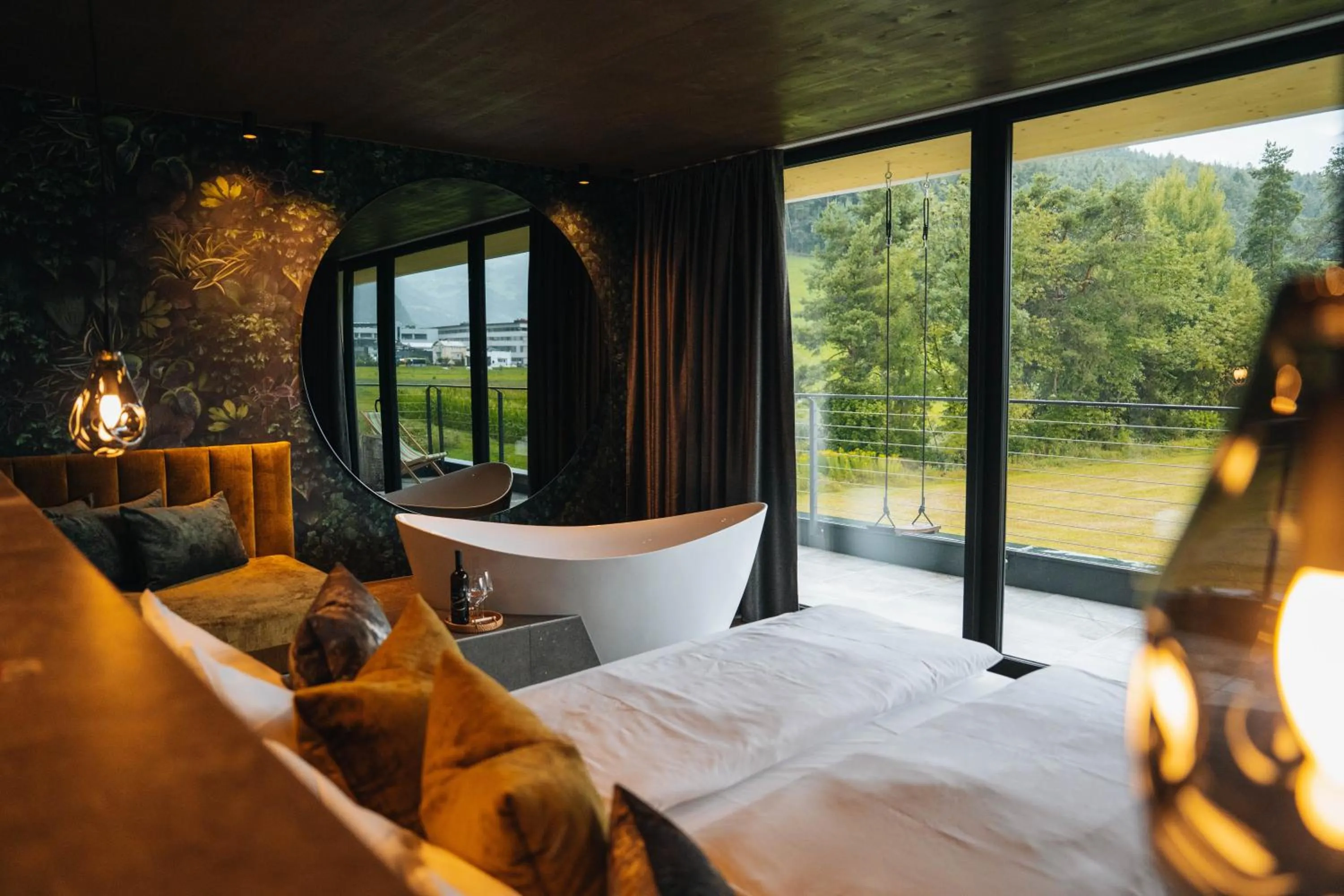 View (from property/room), Bed in Hotel Wochtla Buam