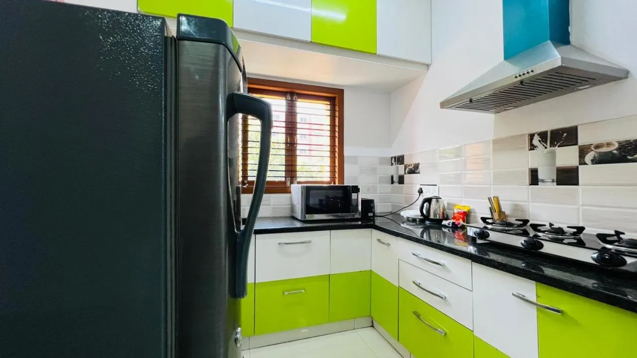 Kitchen or kitchenette in Olive Serviced Apartments HSR Layout