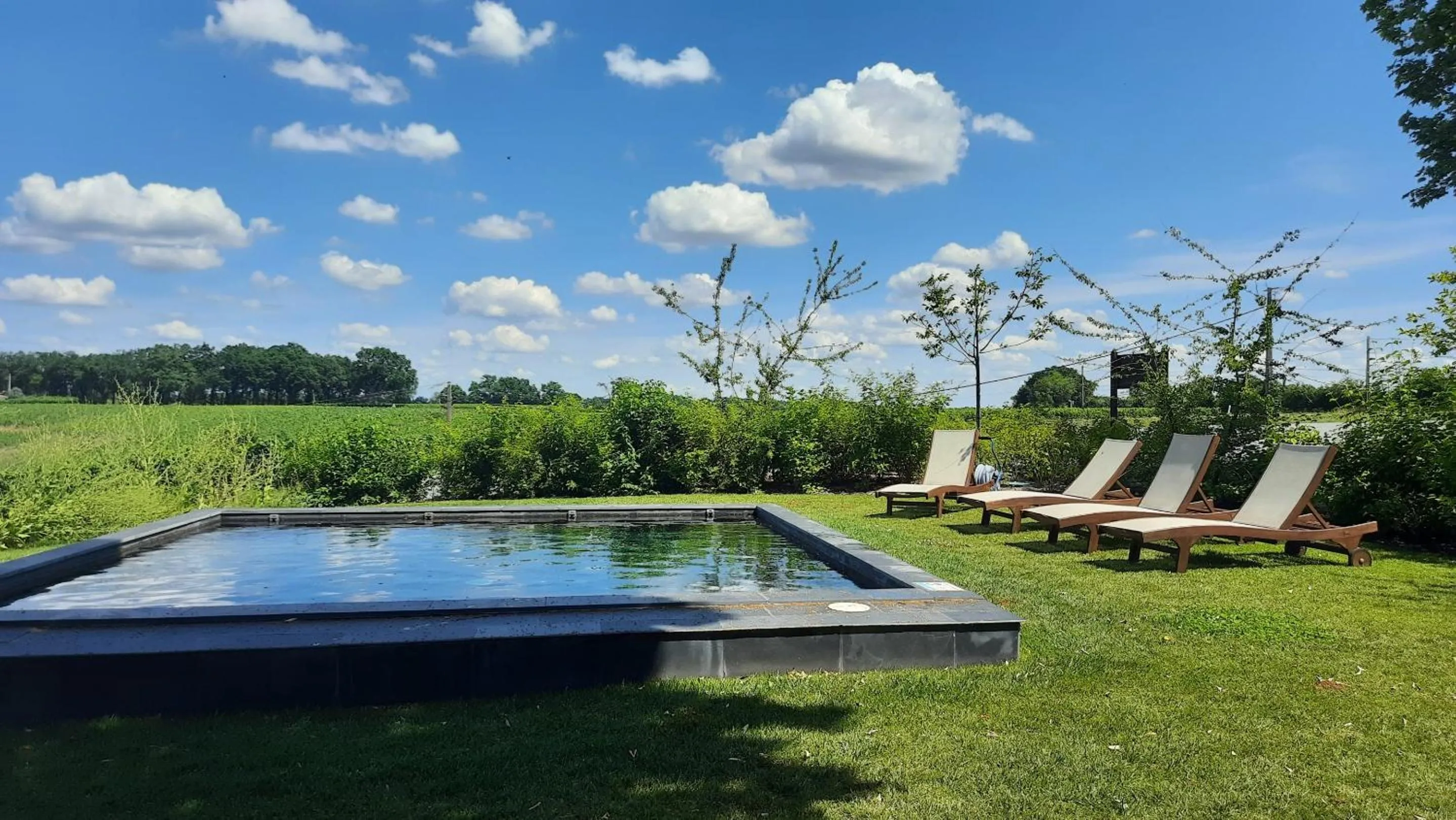 Pool view in Le logis de Valandraud