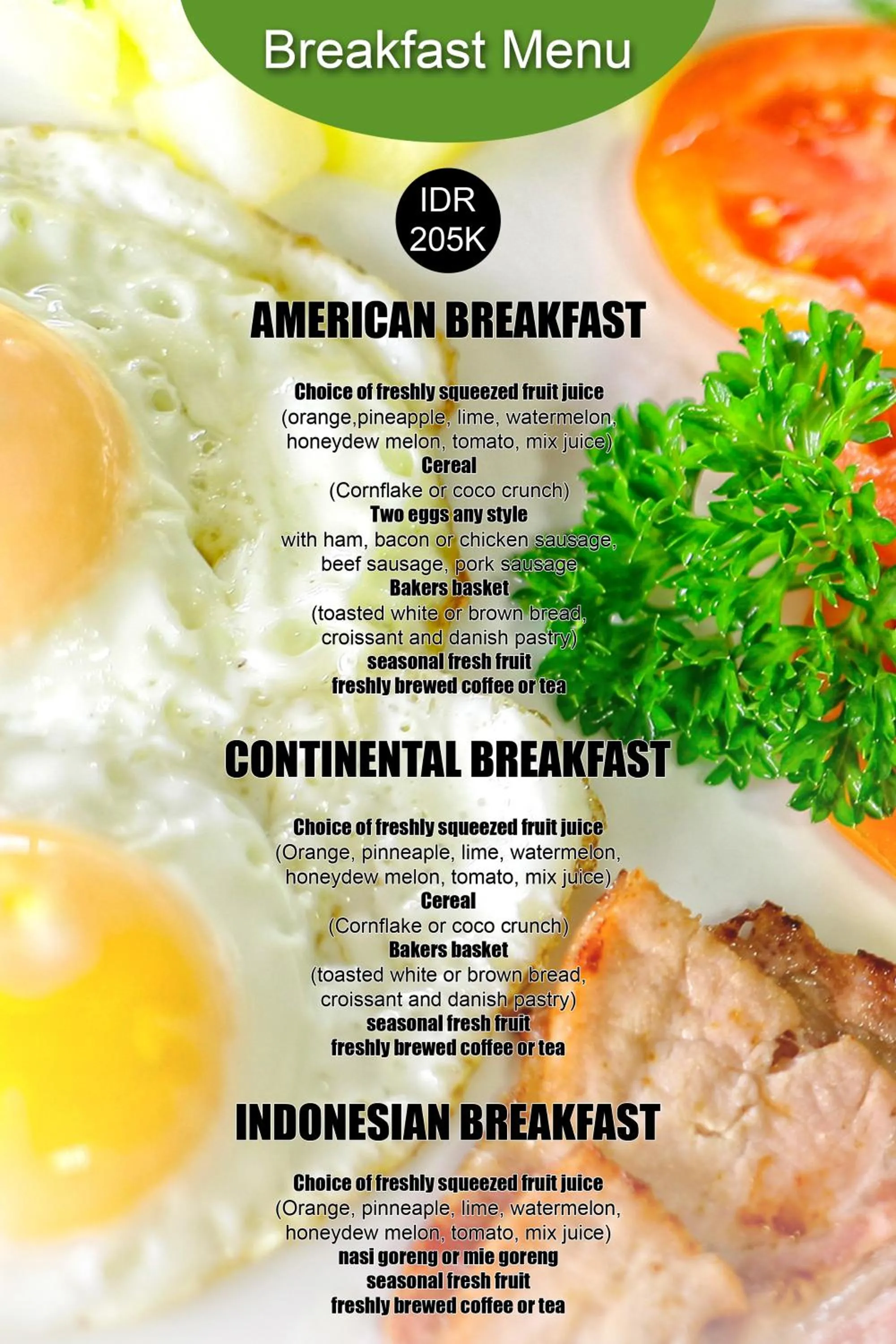 Continental breakfast in The Bali Dream Villa & Resort Echo Beach Canggu