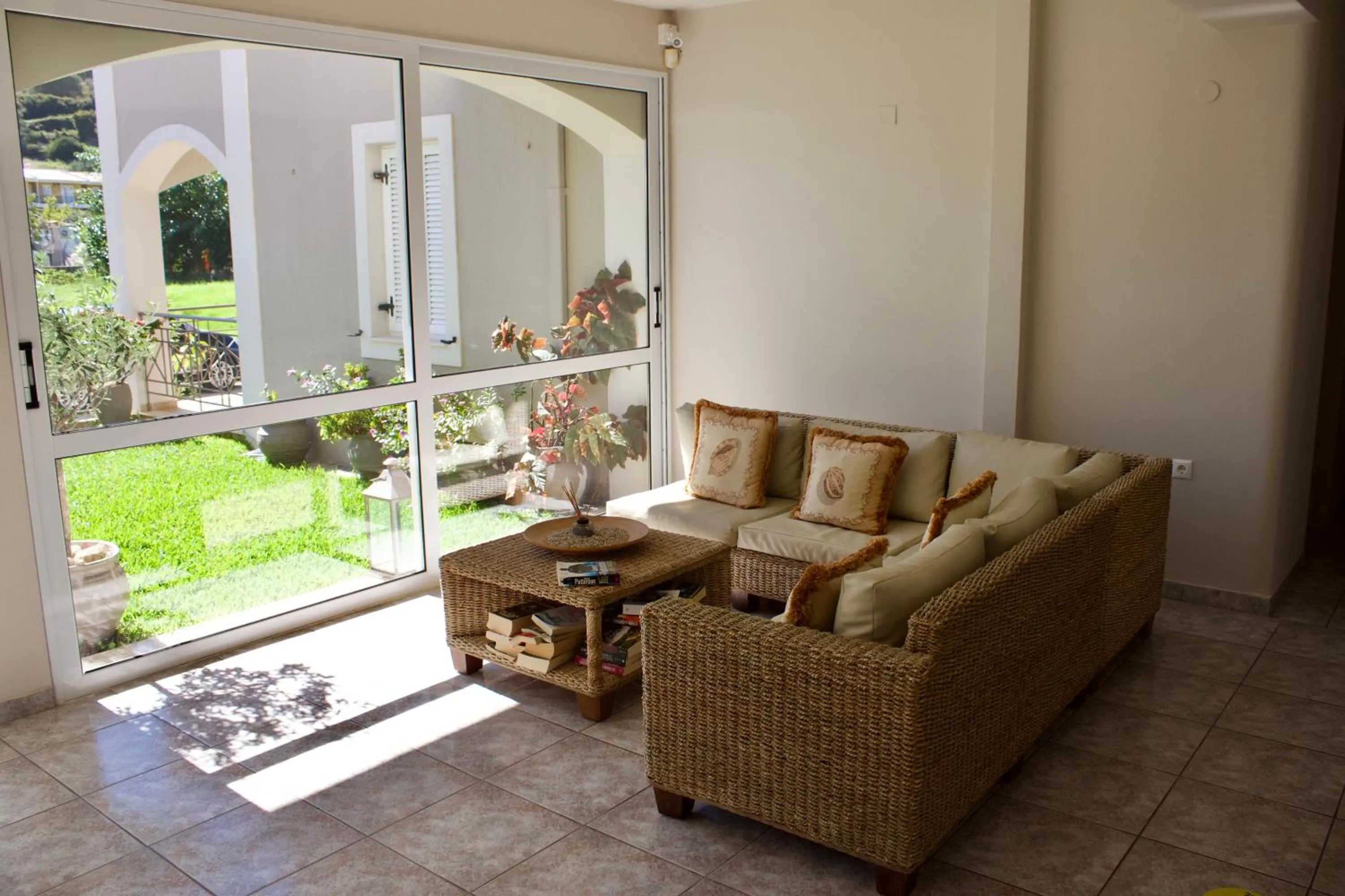 Seating area in Notos Luxury Studios