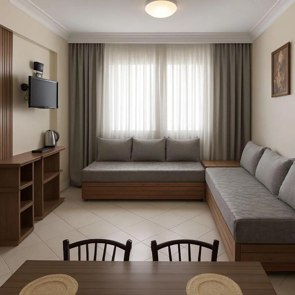 Living room, Bed in Apparts-hôtel ISNI