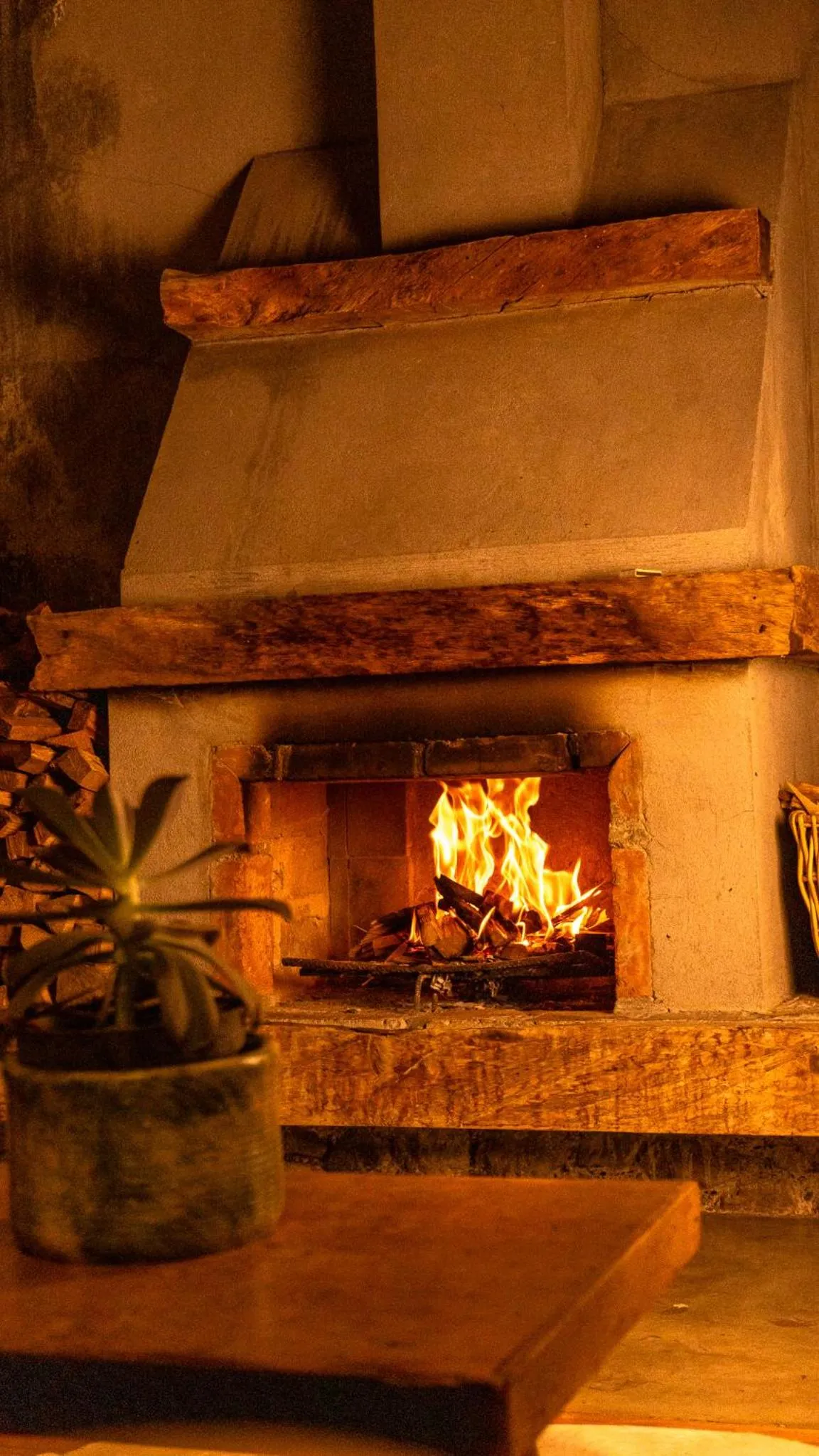 fireplace in Poas Volcano Lodge