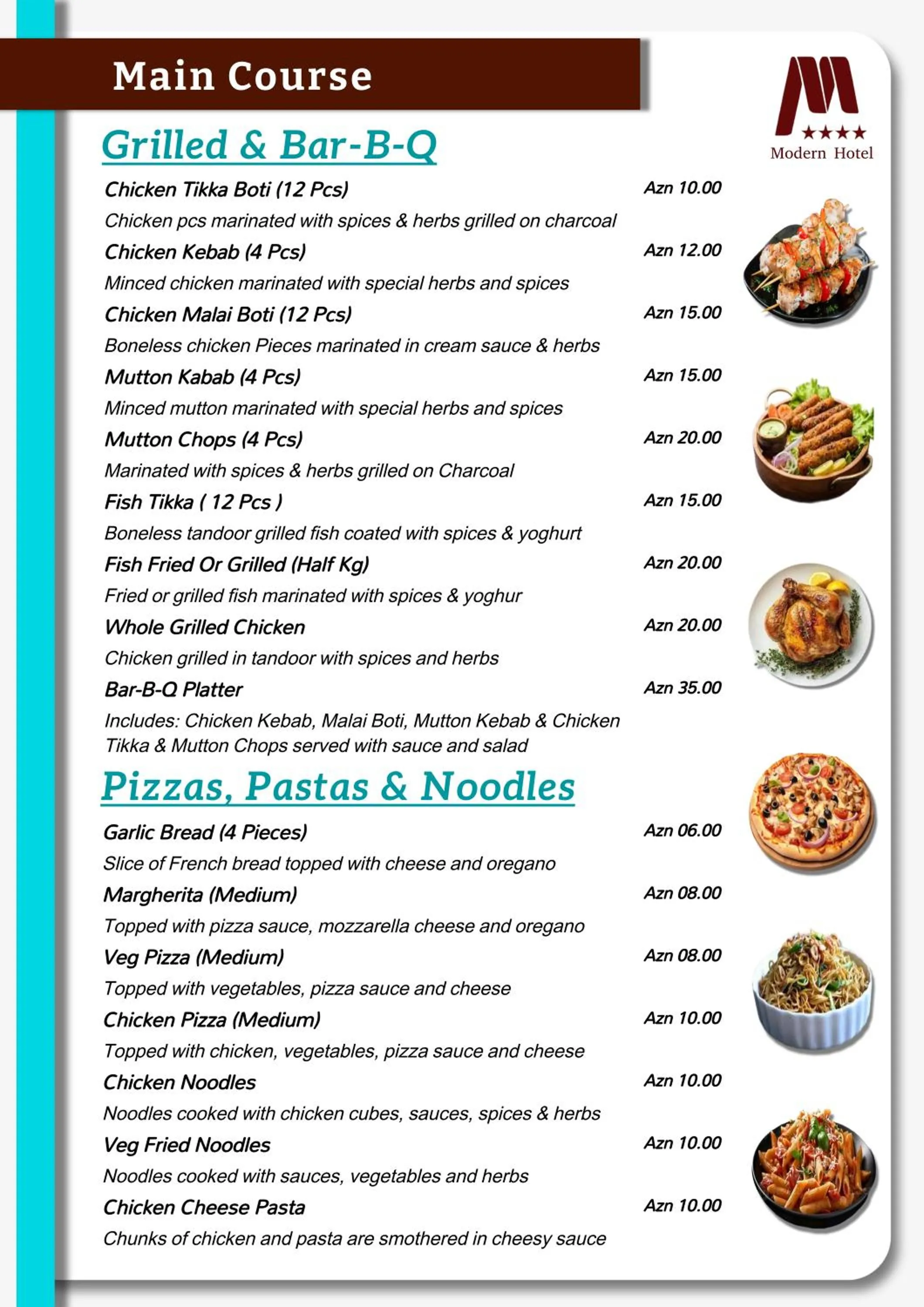 Food and drinks in Modern Hotel Baku