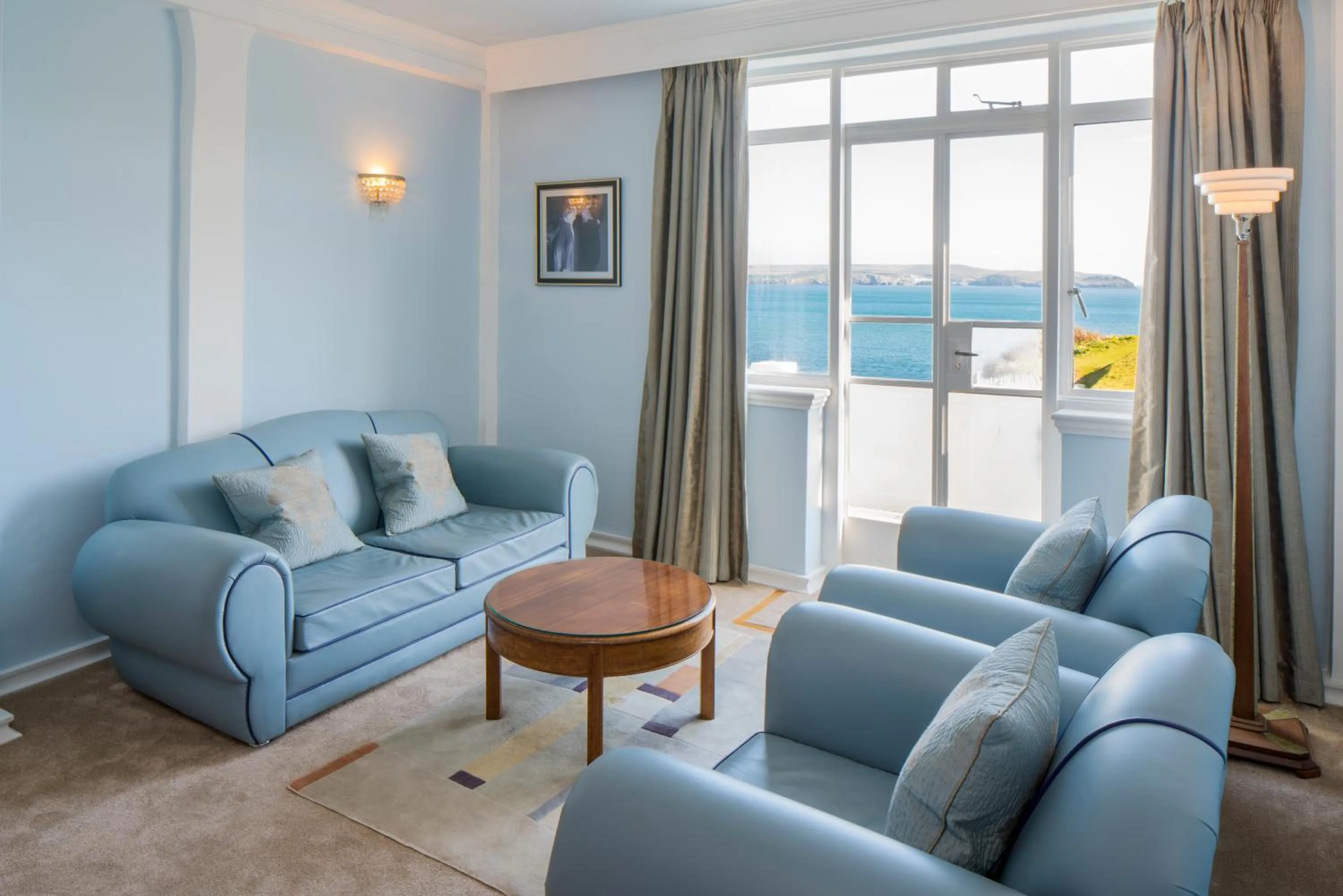 Seating area in Burgh Island Hotel