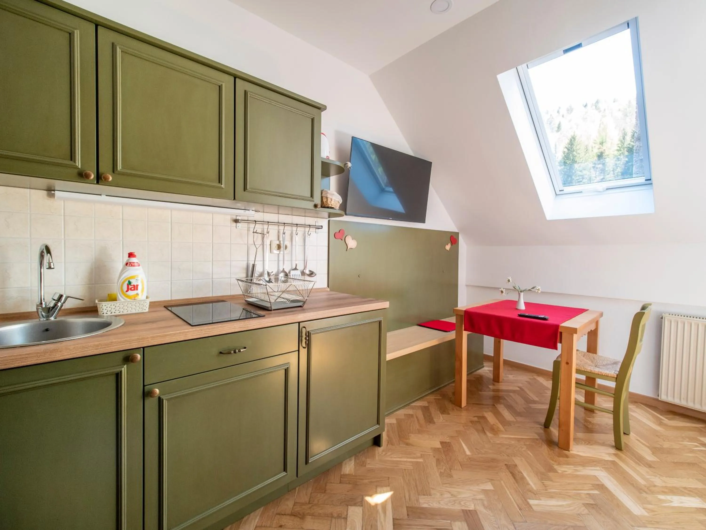 Kitchen or kitchenette in Berghi Hotel and Apartments