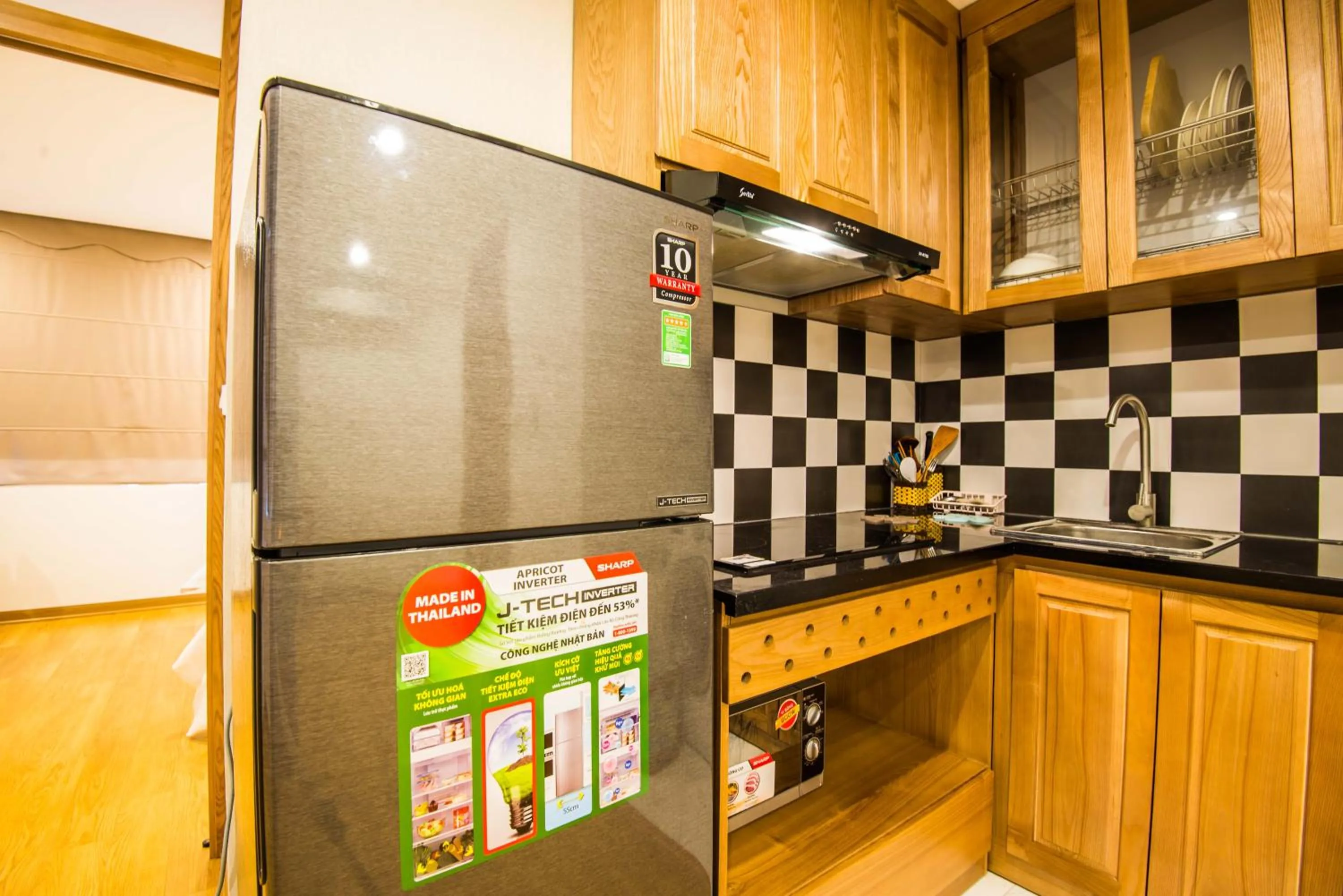 Kitchen or kitchenette in 22Housing luxury Hotel & Residence 39 Linh Lang