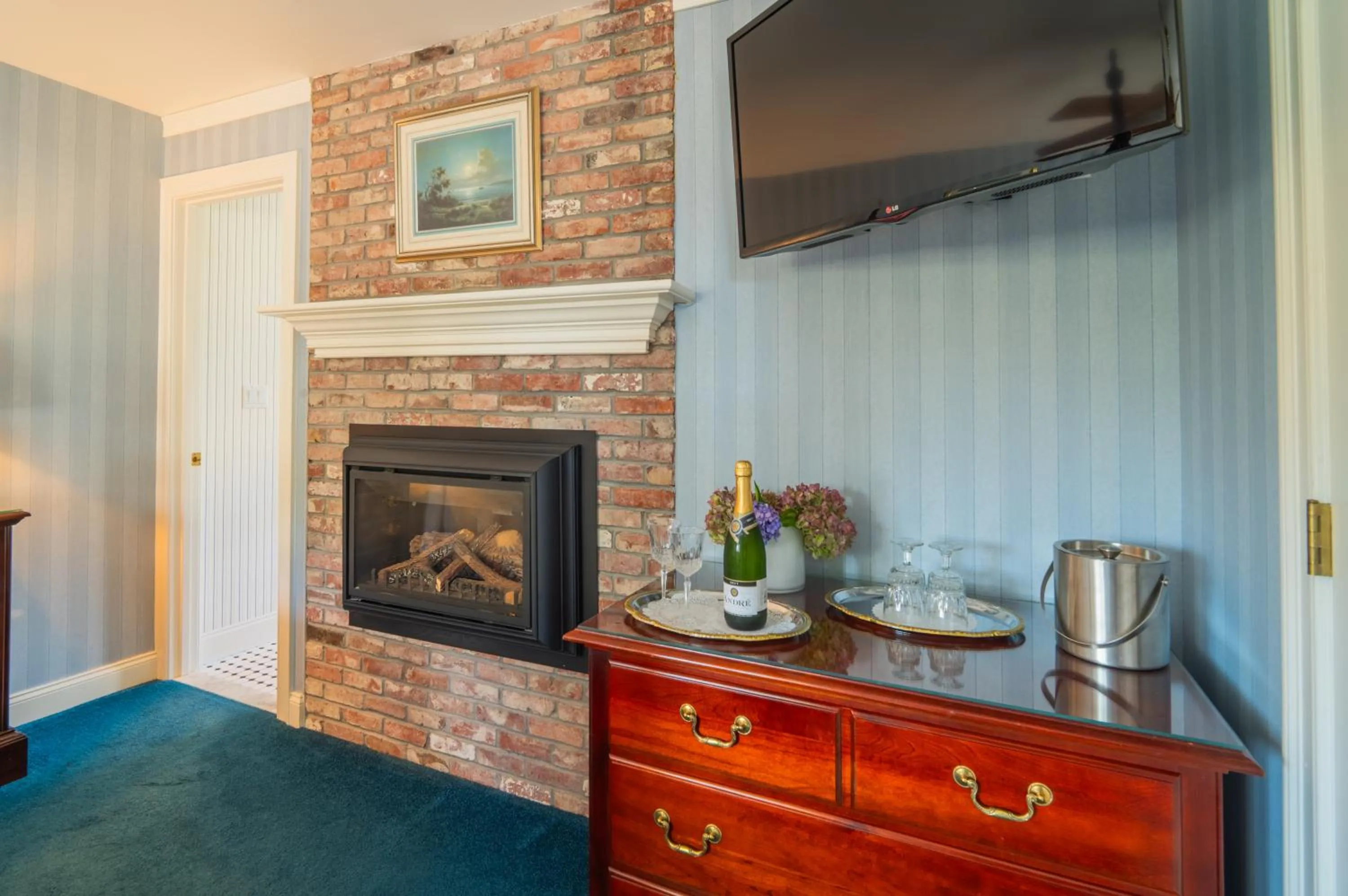 fireplace in The Winstead Inn