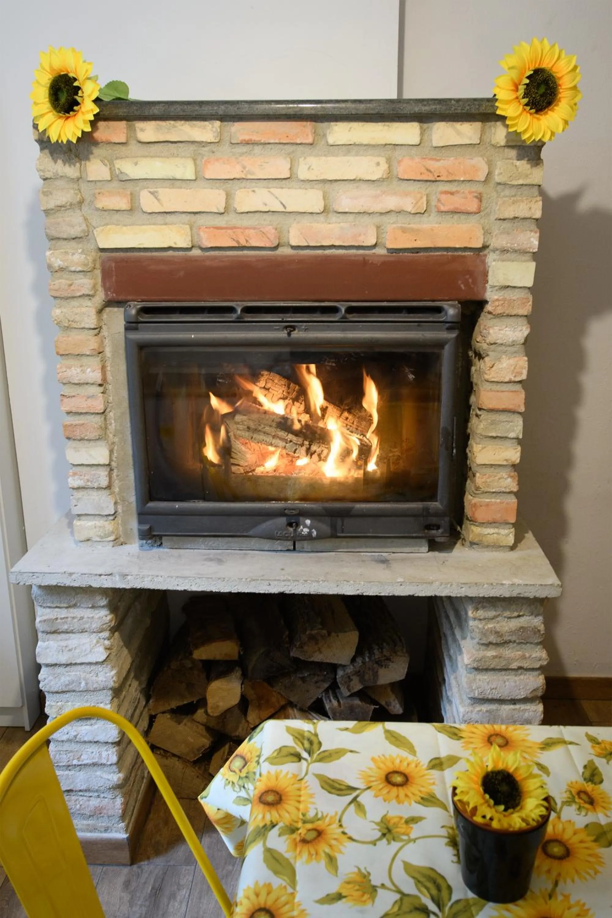 fireplace in Albergue Estrella Guia