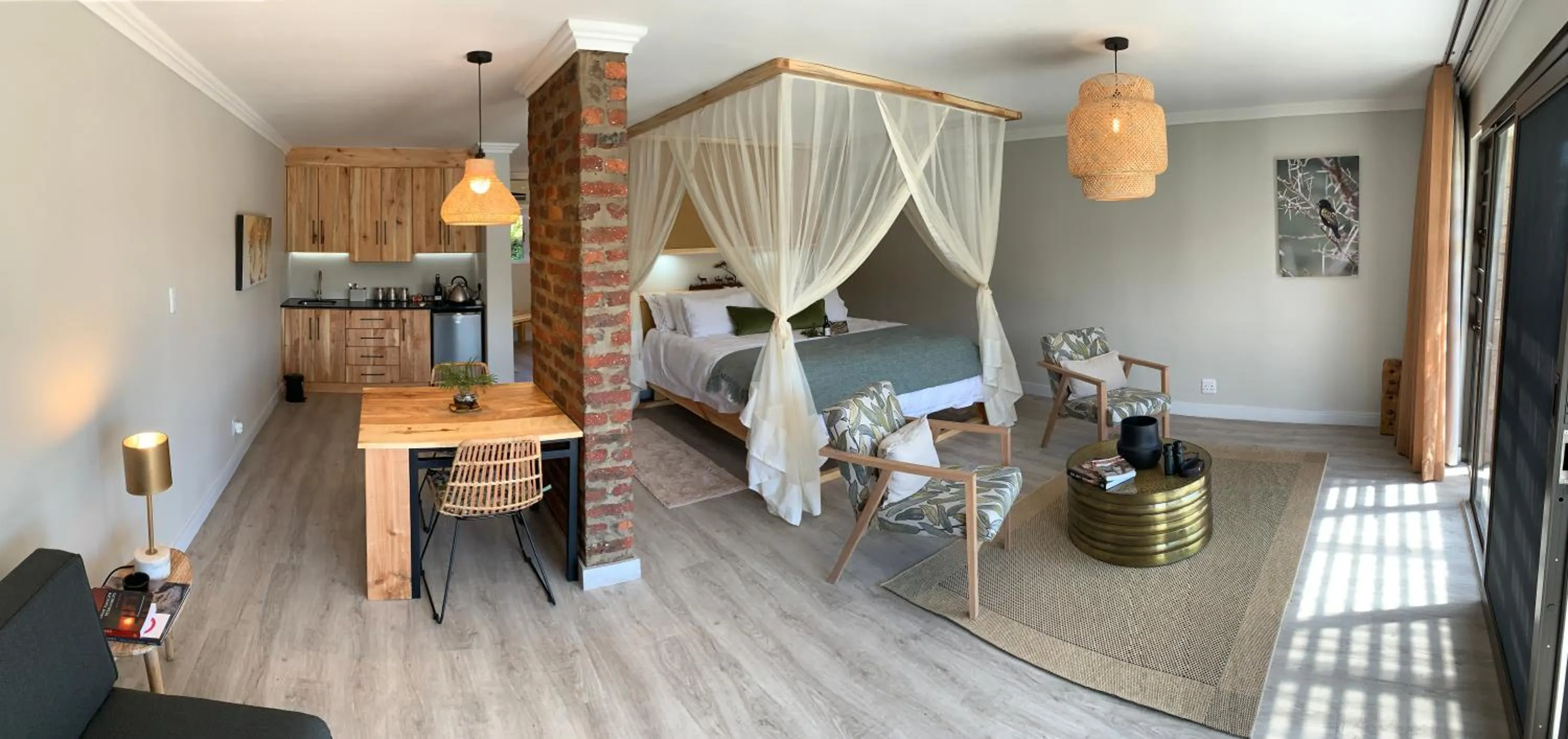 Living room, Bed in Garden Route Safari Camp