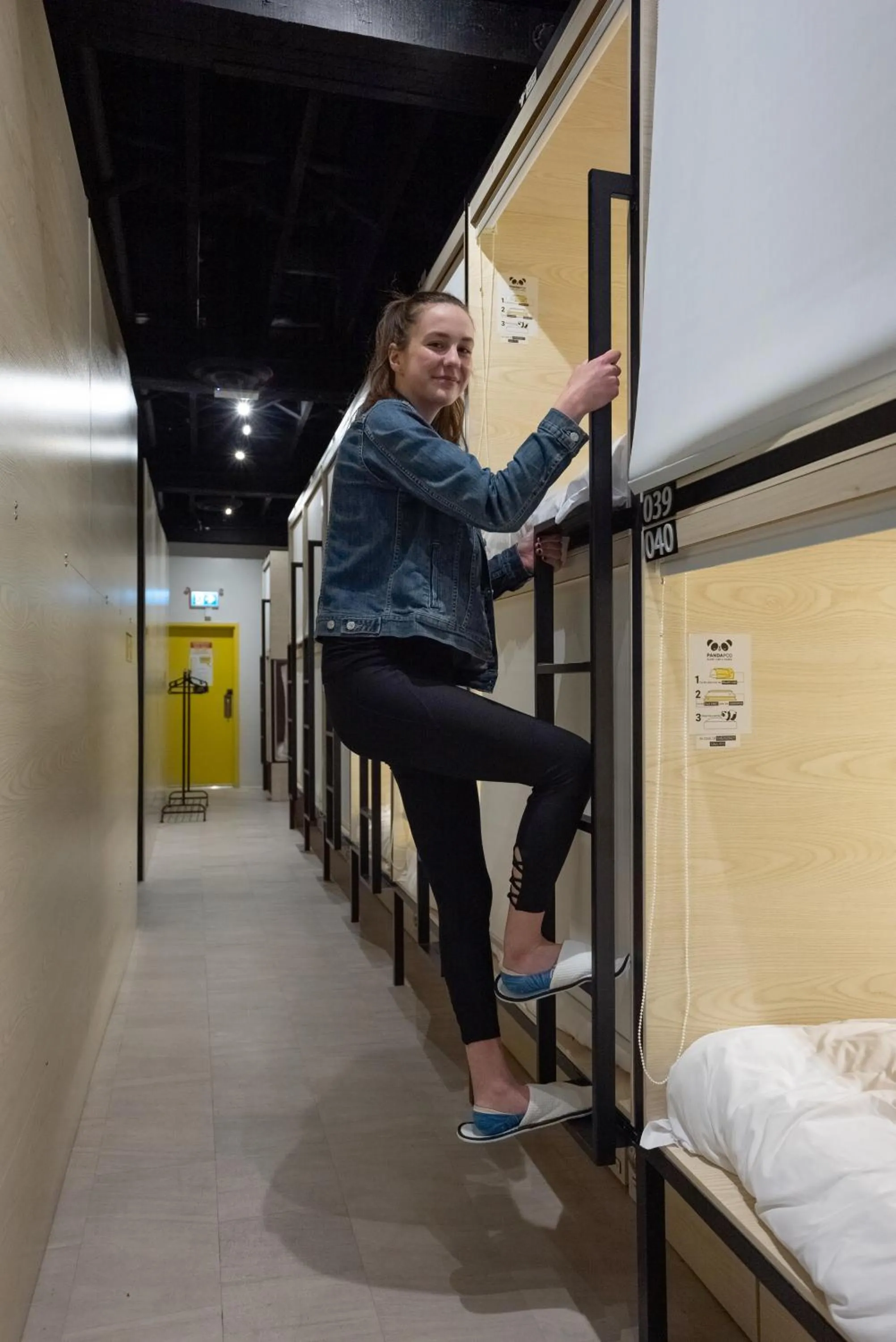 People, Bed in Panda Pod Hotel