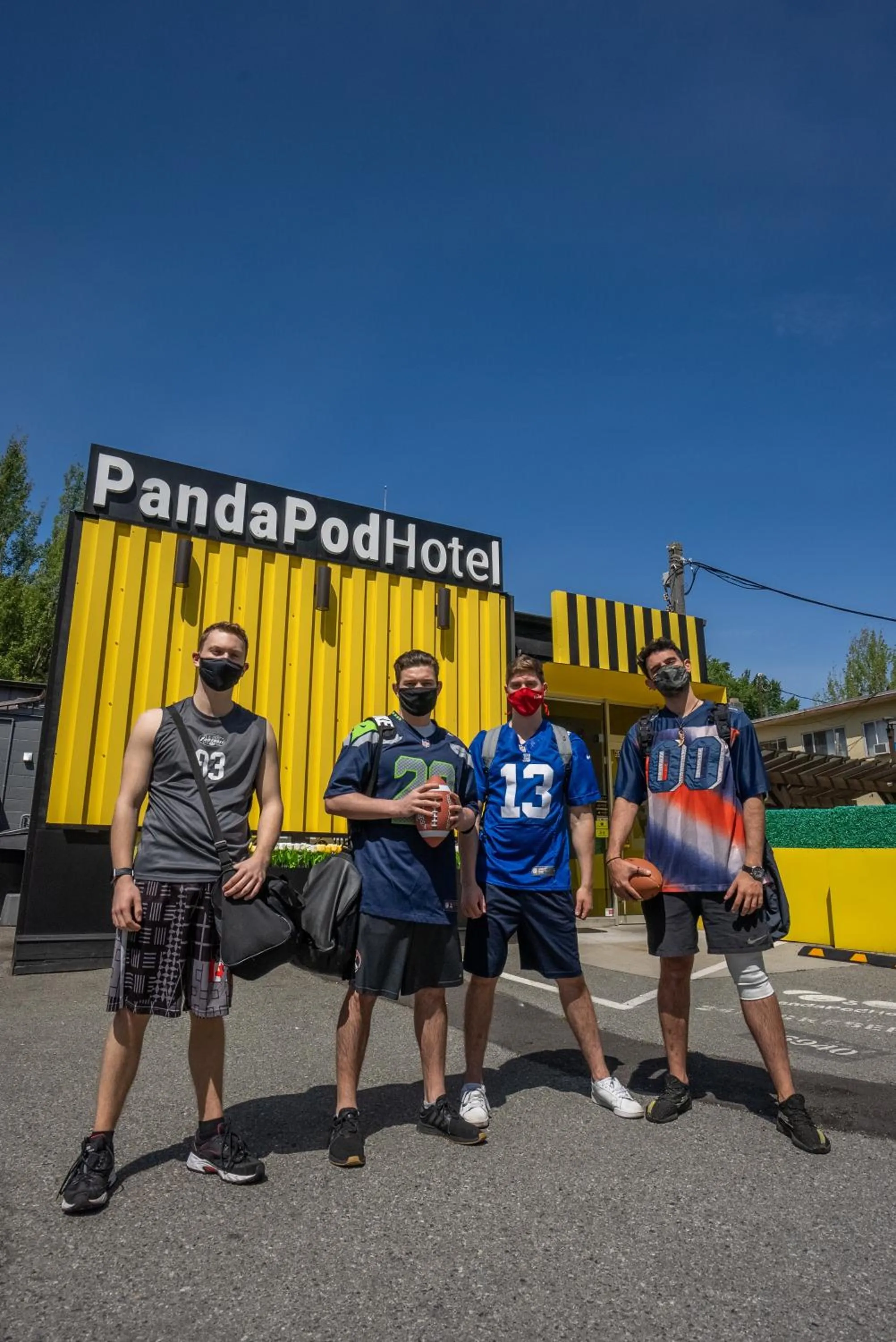 People in Panda Pod Hotel