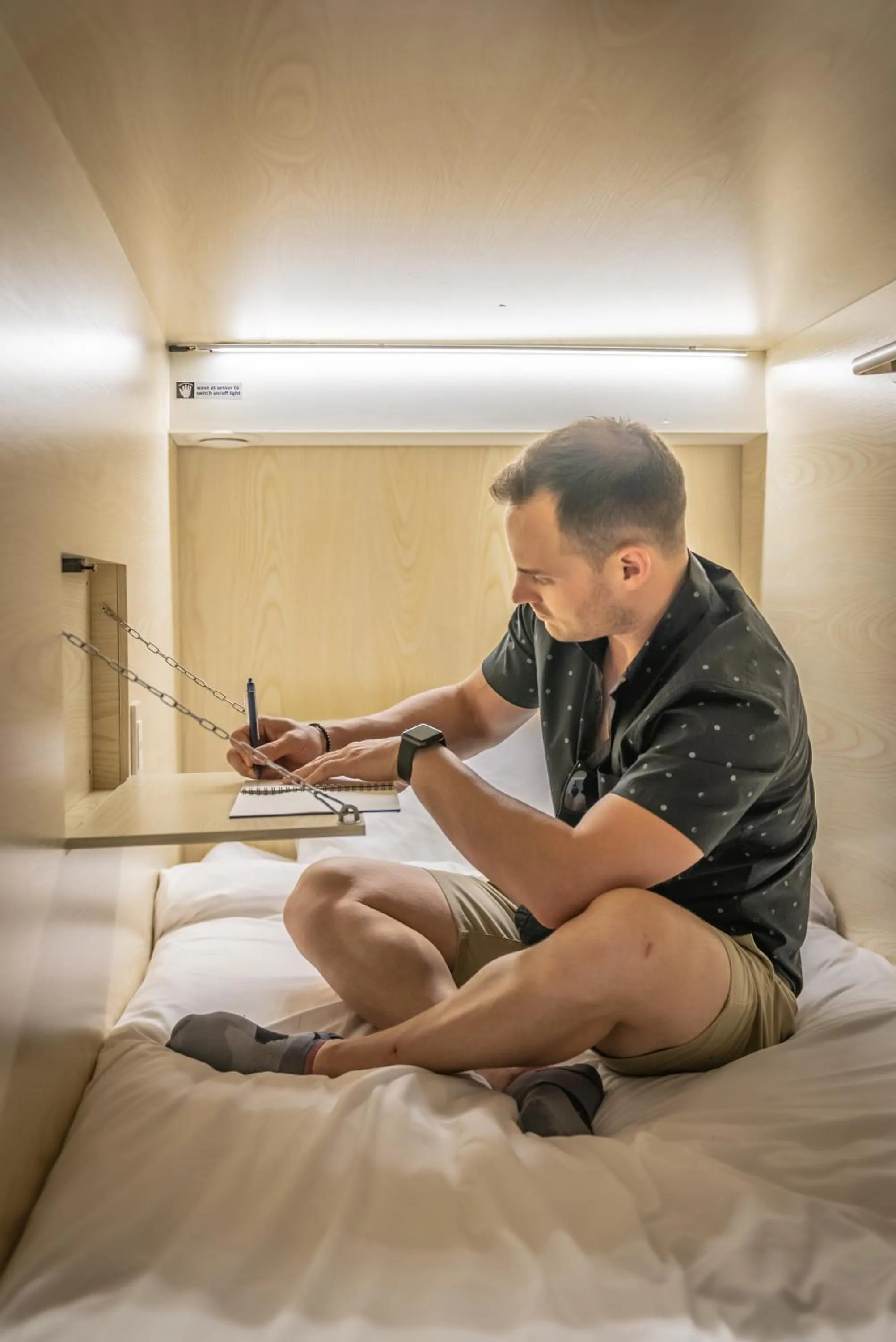 Bed in Panda Pod Hotel