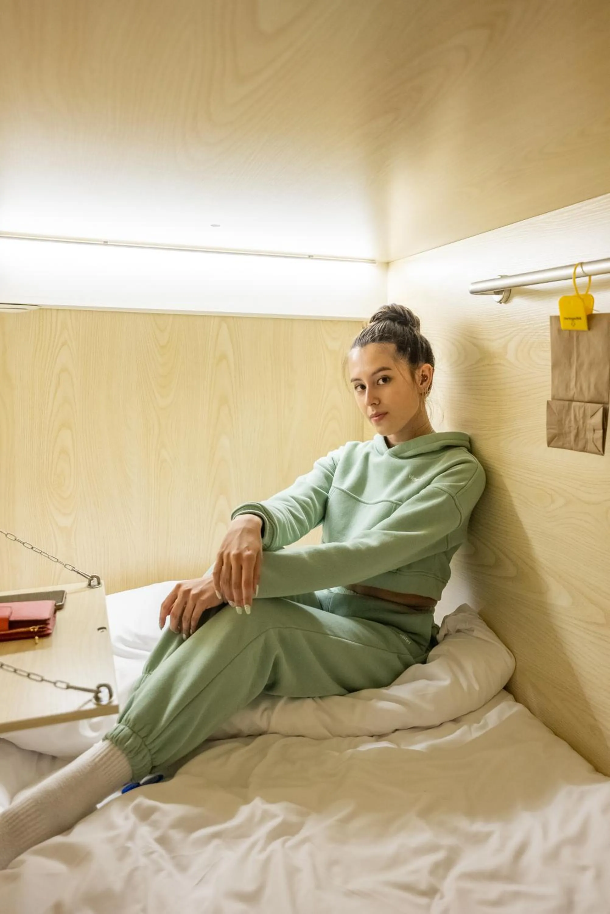 Bed in Panda Pod Hotel