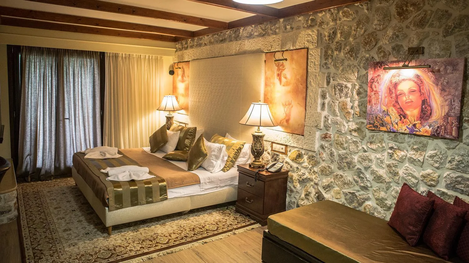 Bed in Archontopetra Boutique Hotel