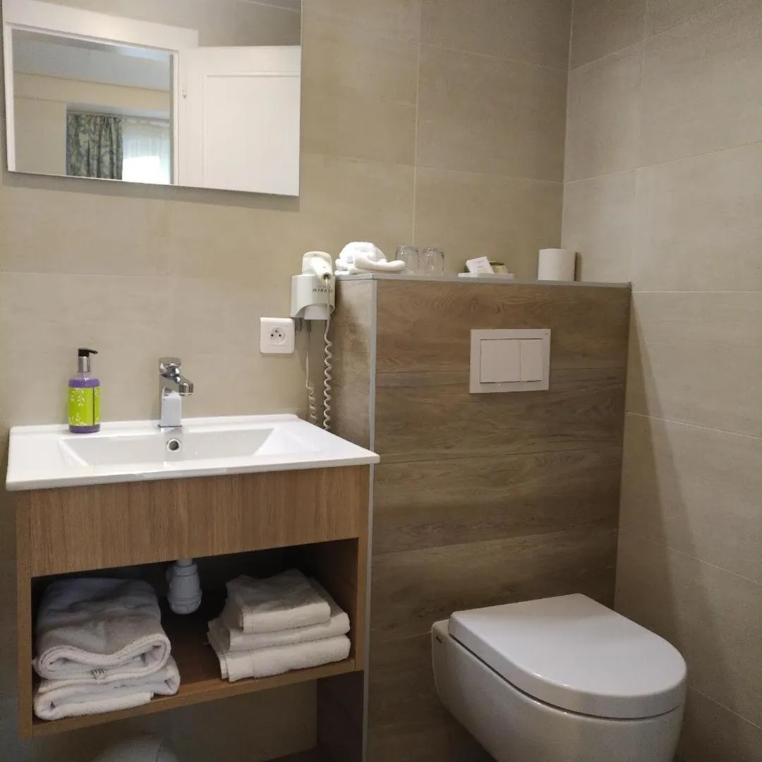 Bathroom in Logis Hôtel Notre-Dame - restaurant ouvert midi et soir sauf dimanche soir