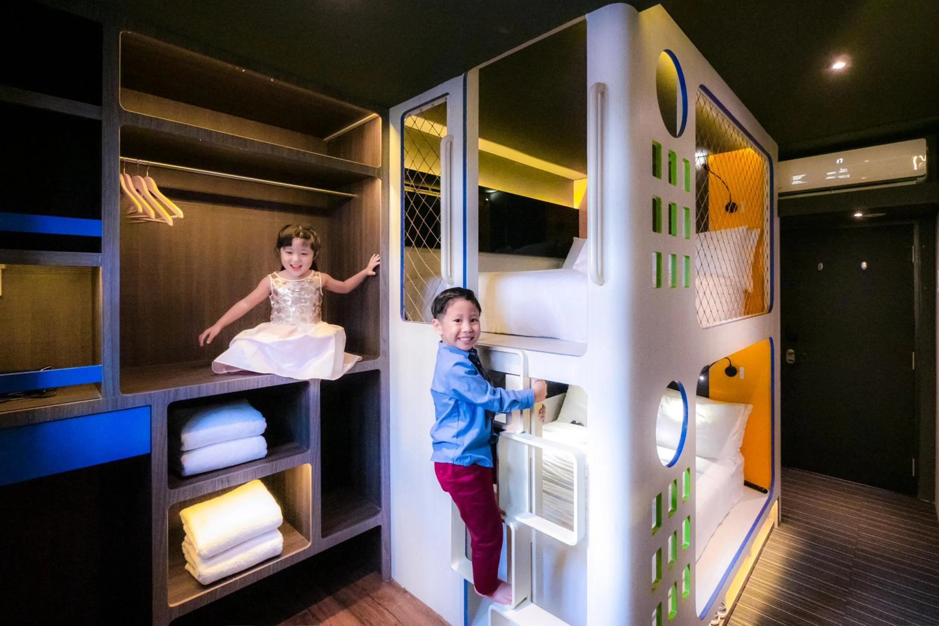 Bedroom, Bed in CUBE Family Boutique Capsule Hotel at Chinatown