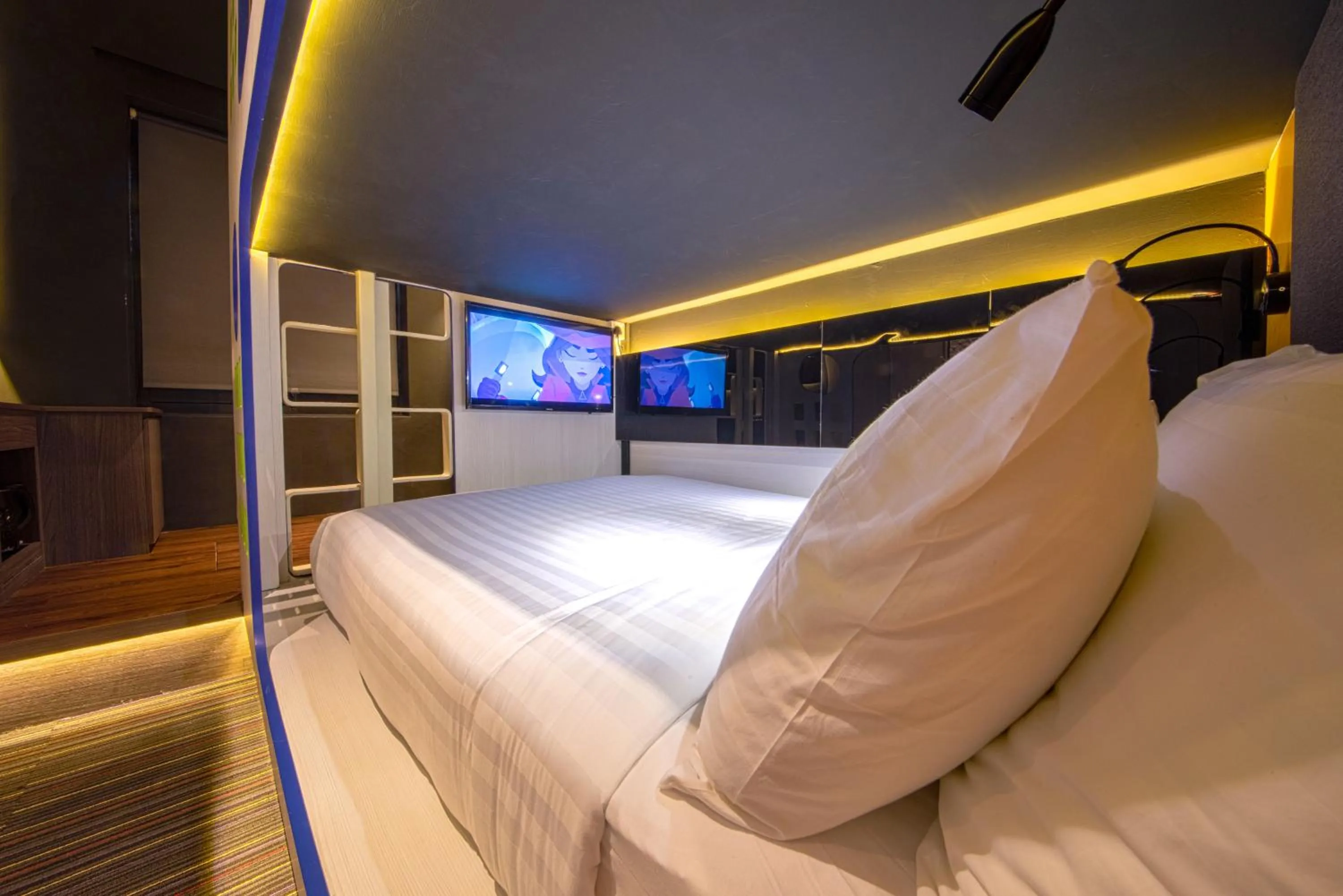 Bedroom, Bed in CUBE Family Boutique Capsule Hotel at Chinatown