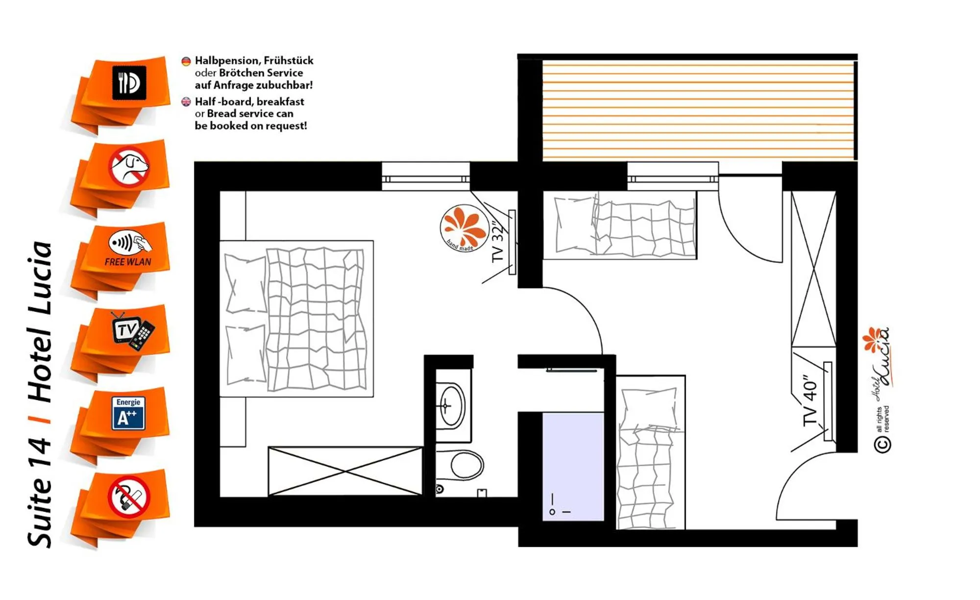 Balcony/Terrace in Hotel Lucia - 3 Sterne Superior