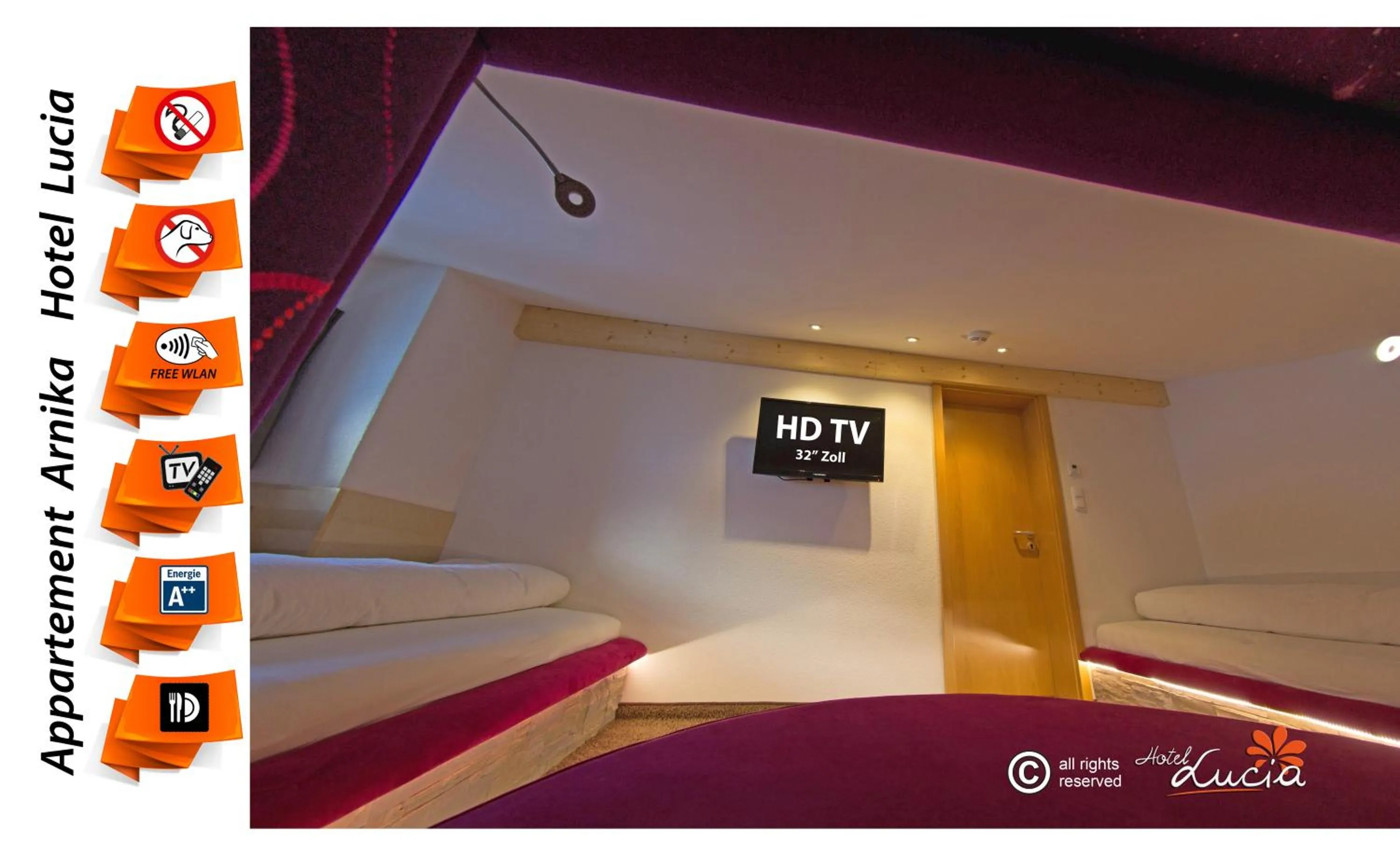 TV and multimedia, Bed in Hotel Lucia - 3 Sterne Superior