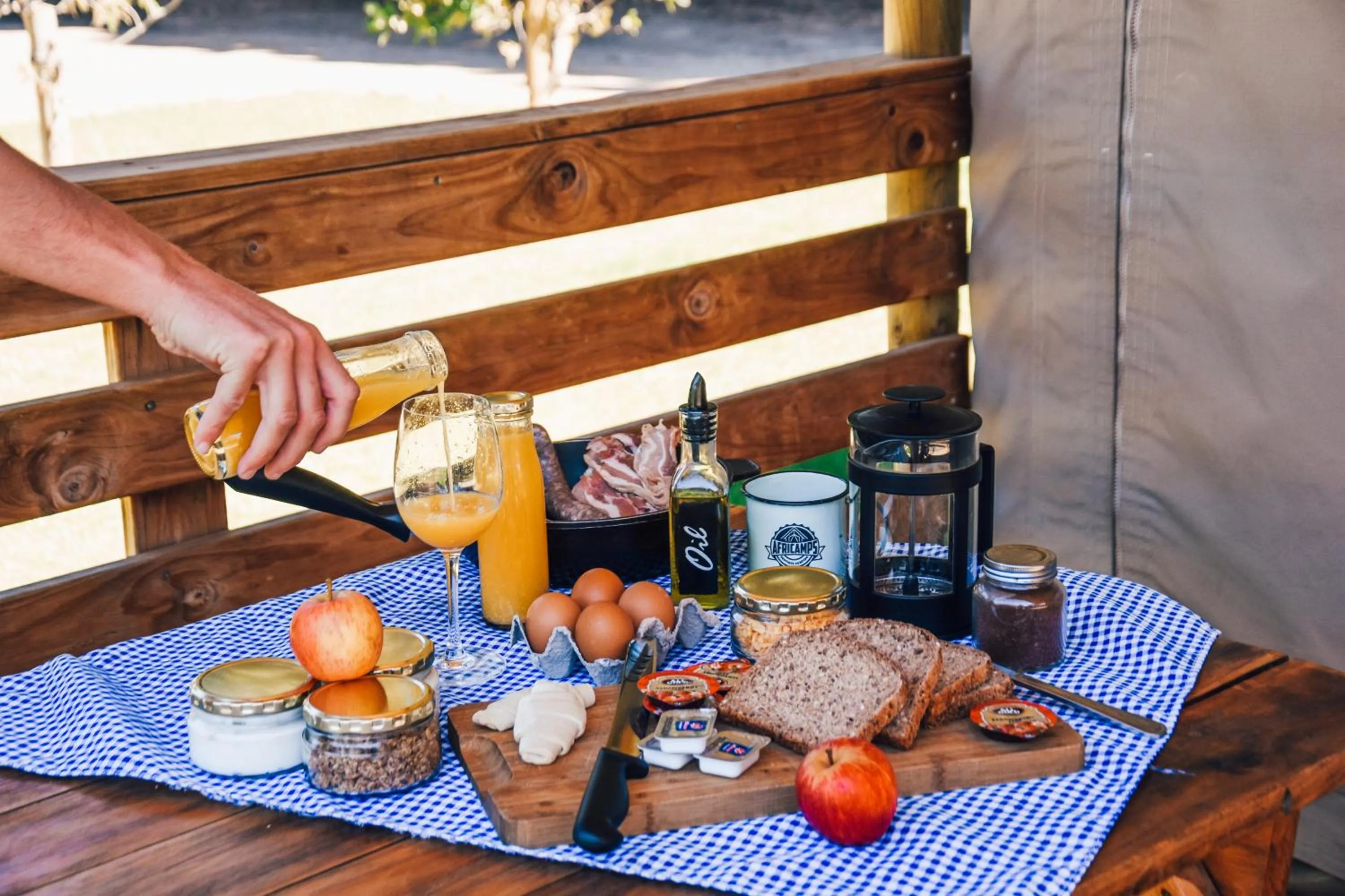 Breakfast in AfriCamps at Doolhof Wine Estate