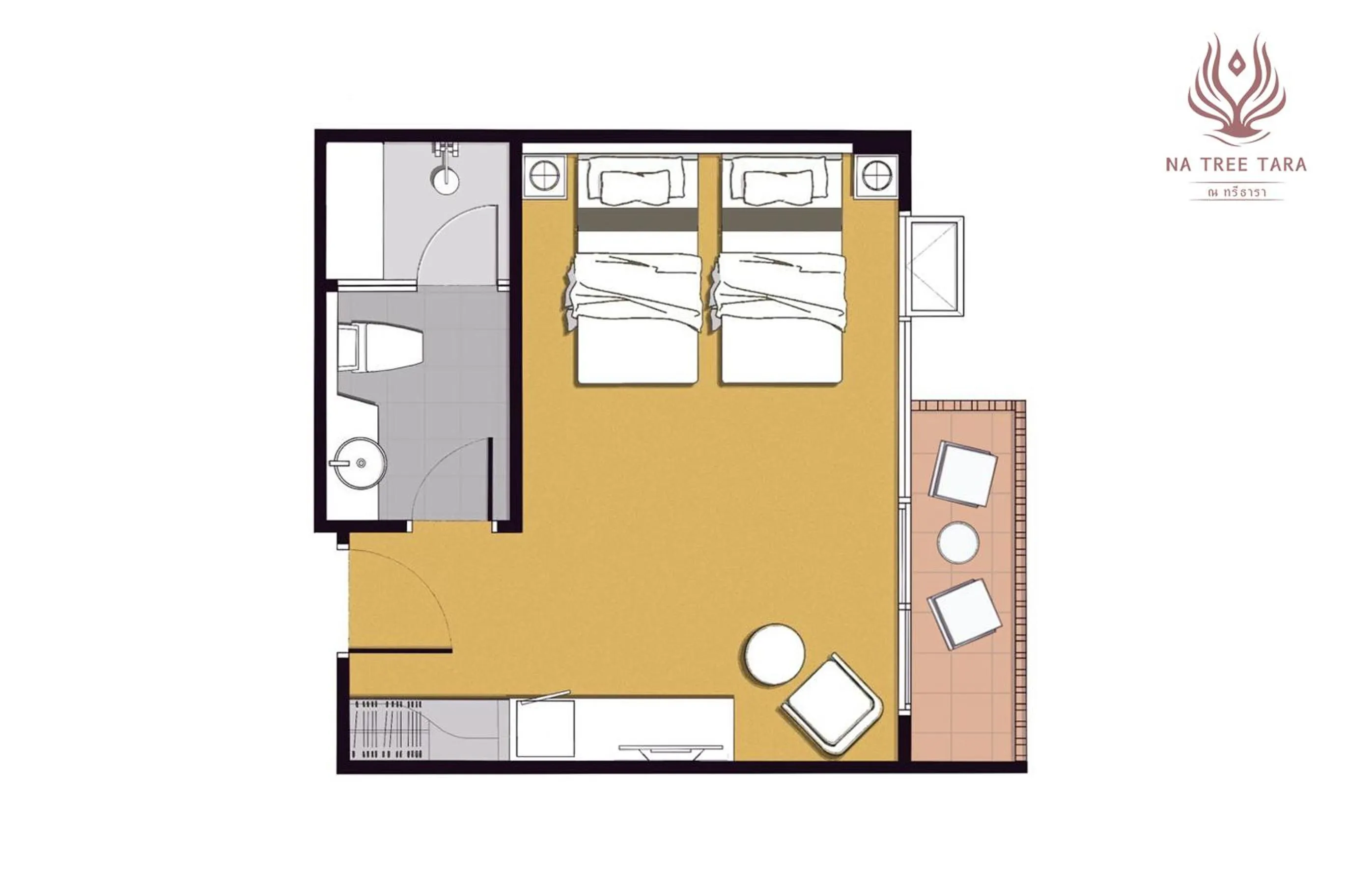 Floor plan in Na Tree Tara Riverside Resort Amphawa Damnoensaduak
