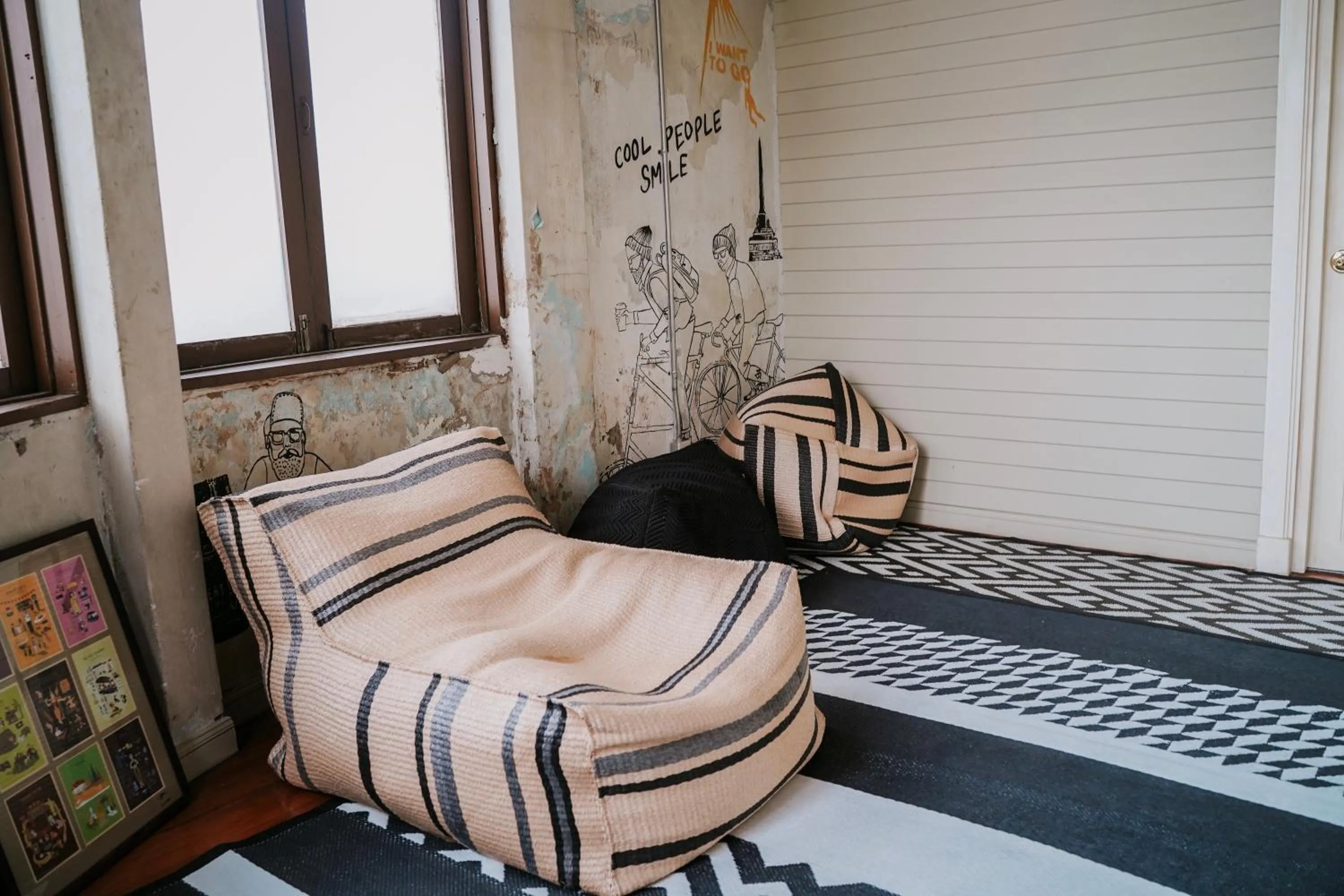 Living room, Bed in Azure Hostel Bangkok