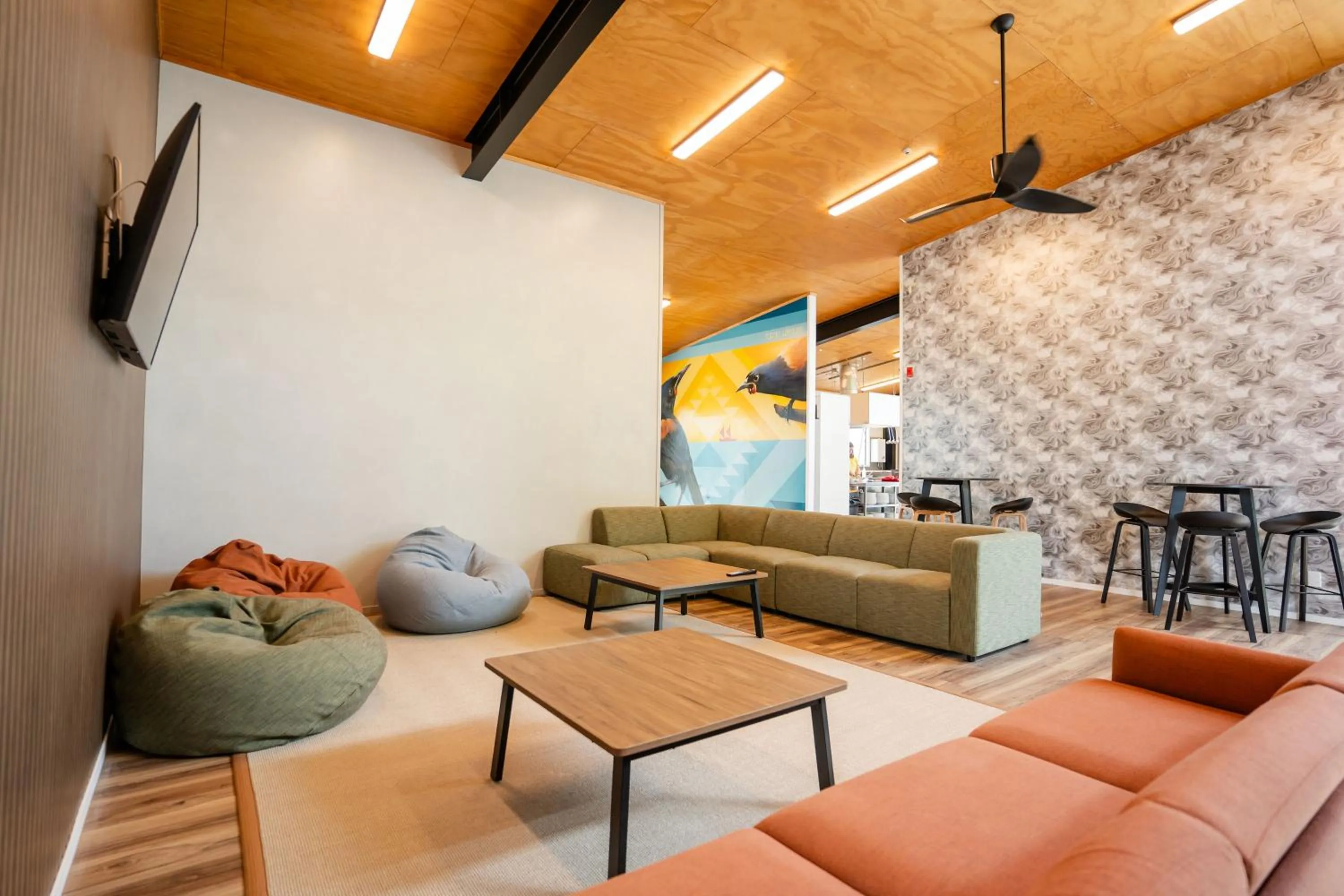 Communal lounge/ TV room in Haka House Rotorua