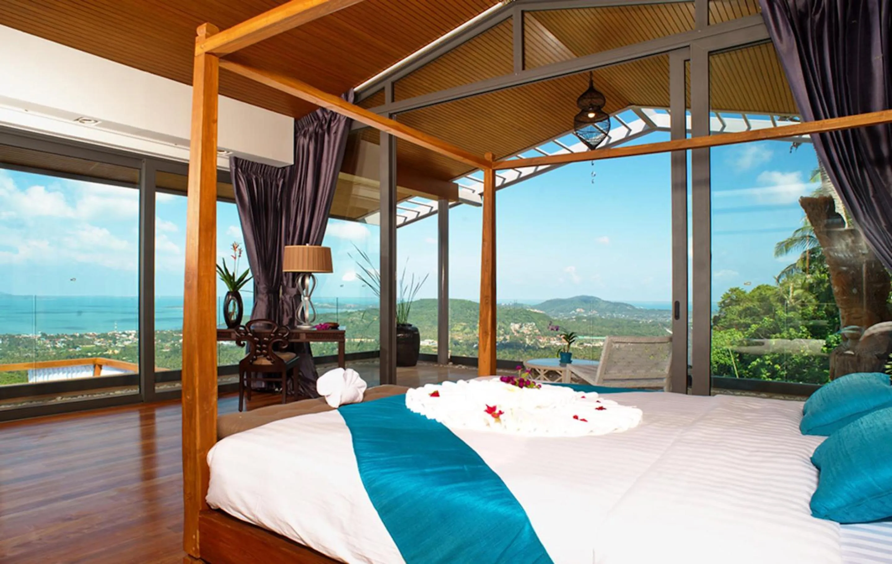 Bedroom, Bed in 9 Bedroom Sea Blue View Villa - 5 Star with Staff SDV080A-By Samui Dream Villas