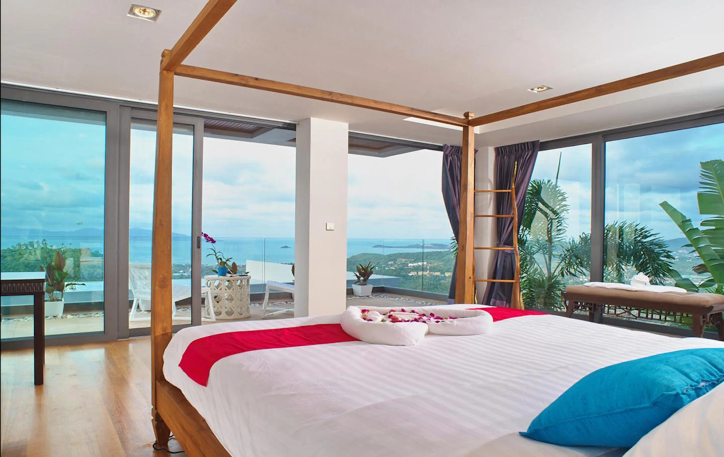 Bedroom, Bed in 9 Bedroom Sea Blue View Villa - 5 Star with Staff SDV080A-By Samui Dream Villas